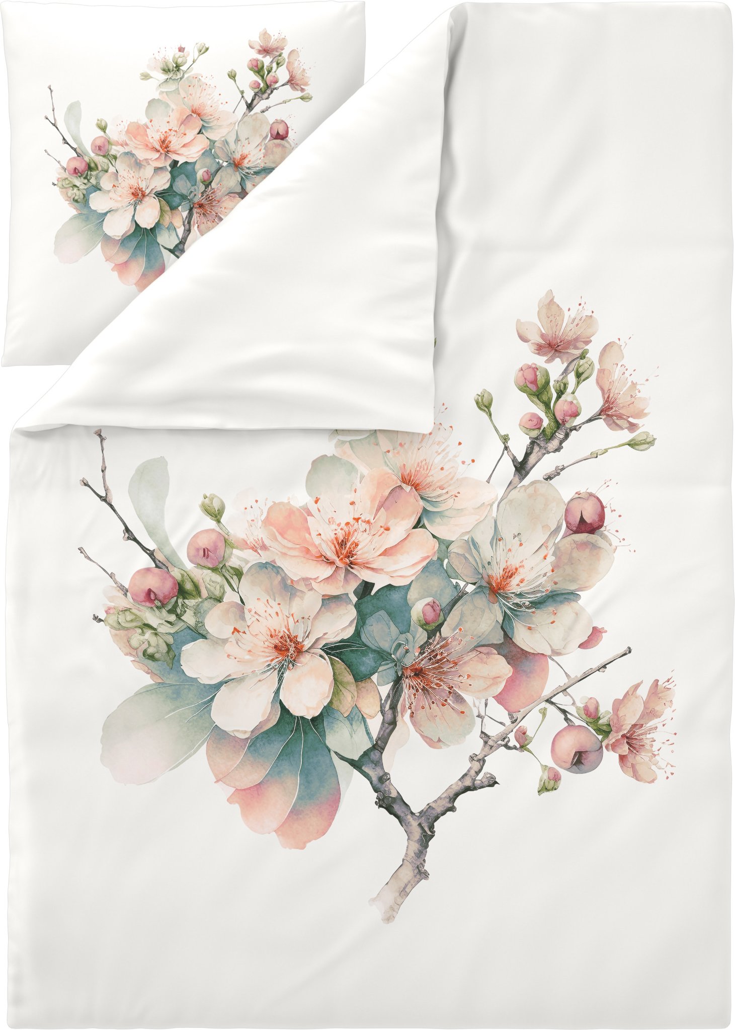 LIVARNO® Bettwäsche Satin Übergröße 155x220 (Blütenbaum/weiß)