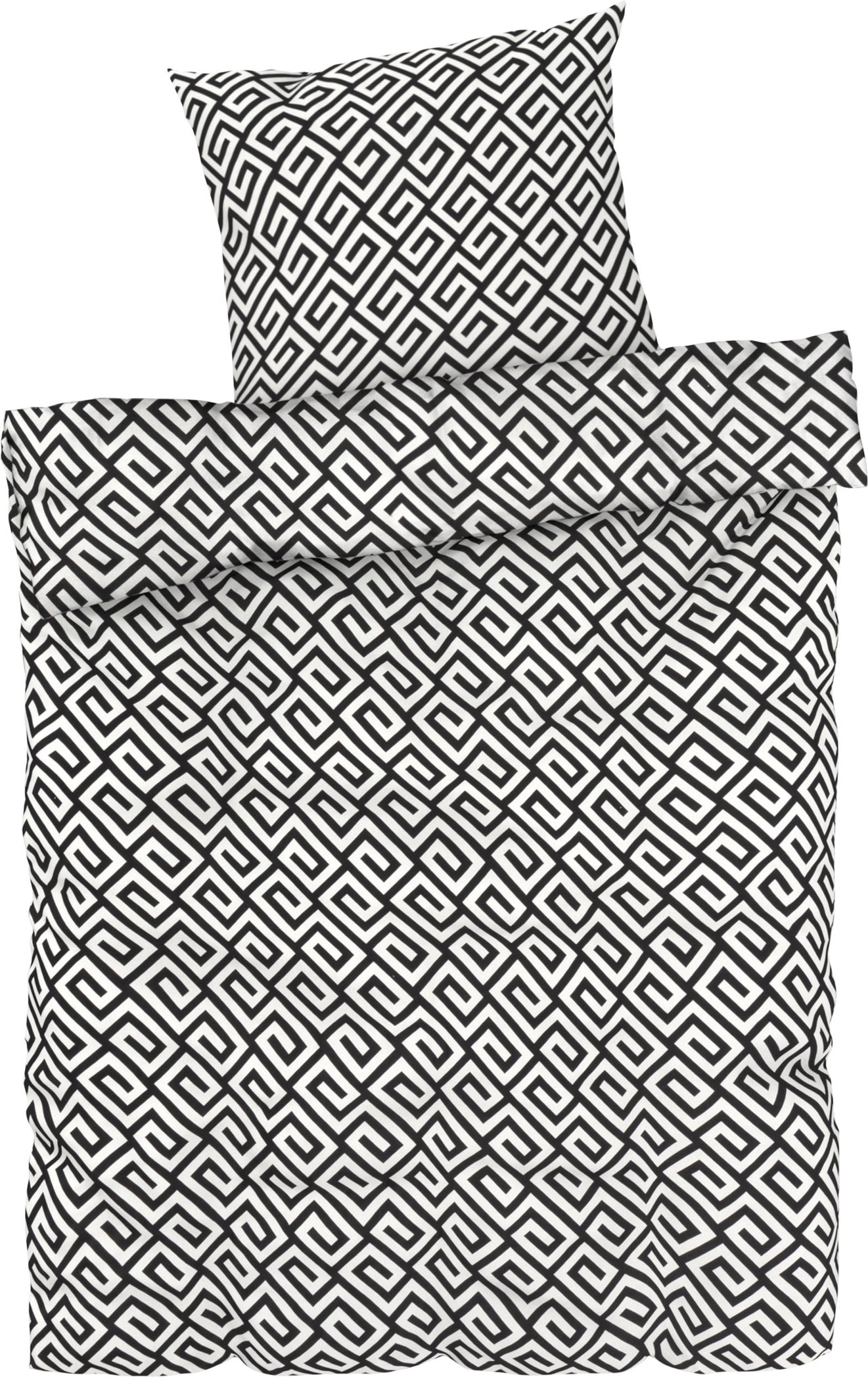 LIVARNO home Bettwäsche Satin, 135 x 200 cm (Achtung: LV OSDE) (Grafik/schwarz/weiß)