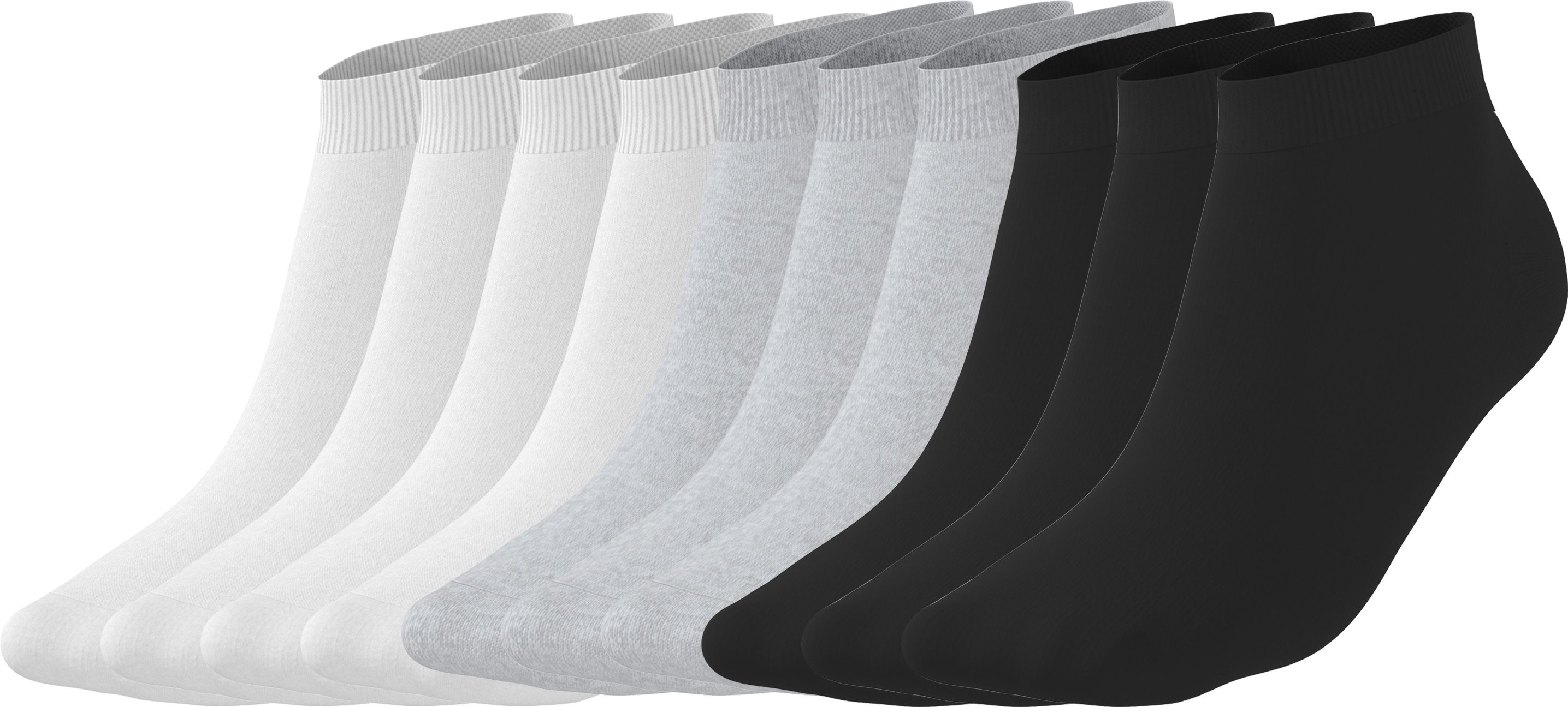 esmara® Damen Sneakersocken 10 Paar (schwarz/grau/weiß, 35-38)