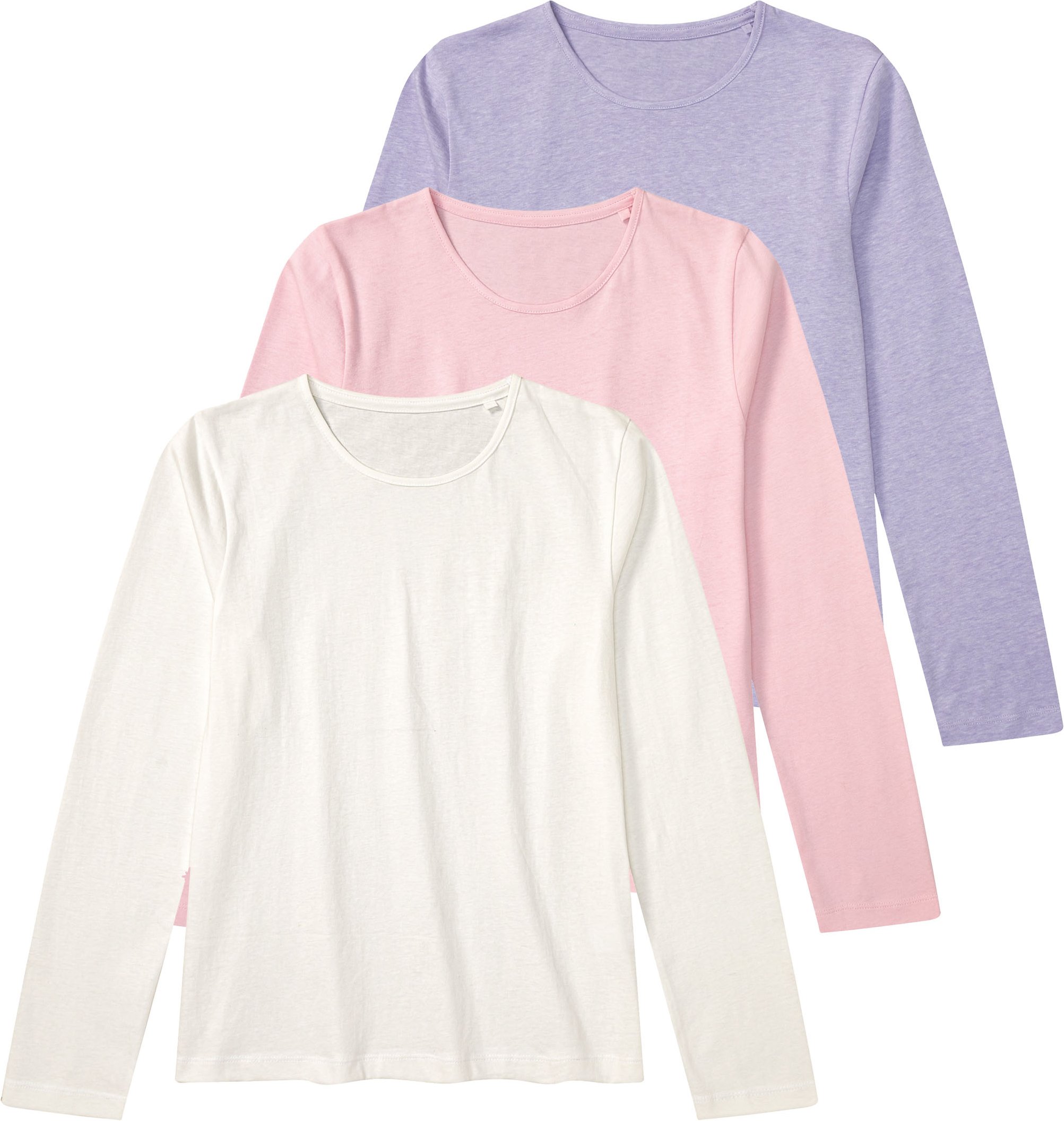 Thumbnail - pepperts!® Kinder Mädchen Langarmshirt 3 Stück (lila/rosa/weiß, 158/164)