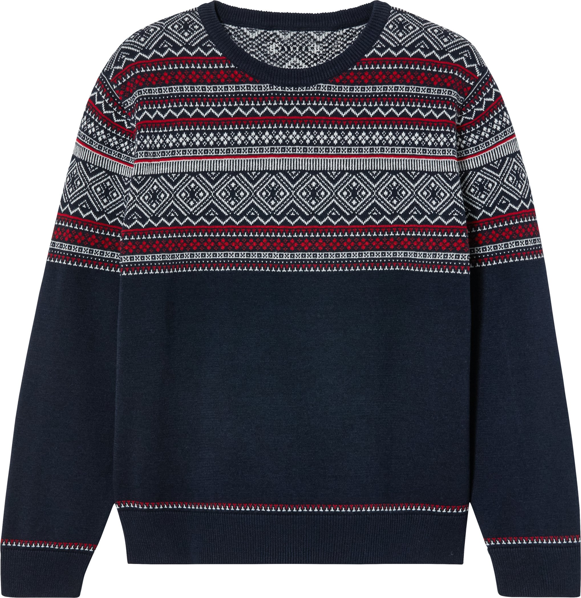 Thumbnail - pepperts!® Kinder Pullover Strick (146/152, weiß/rot/navy)