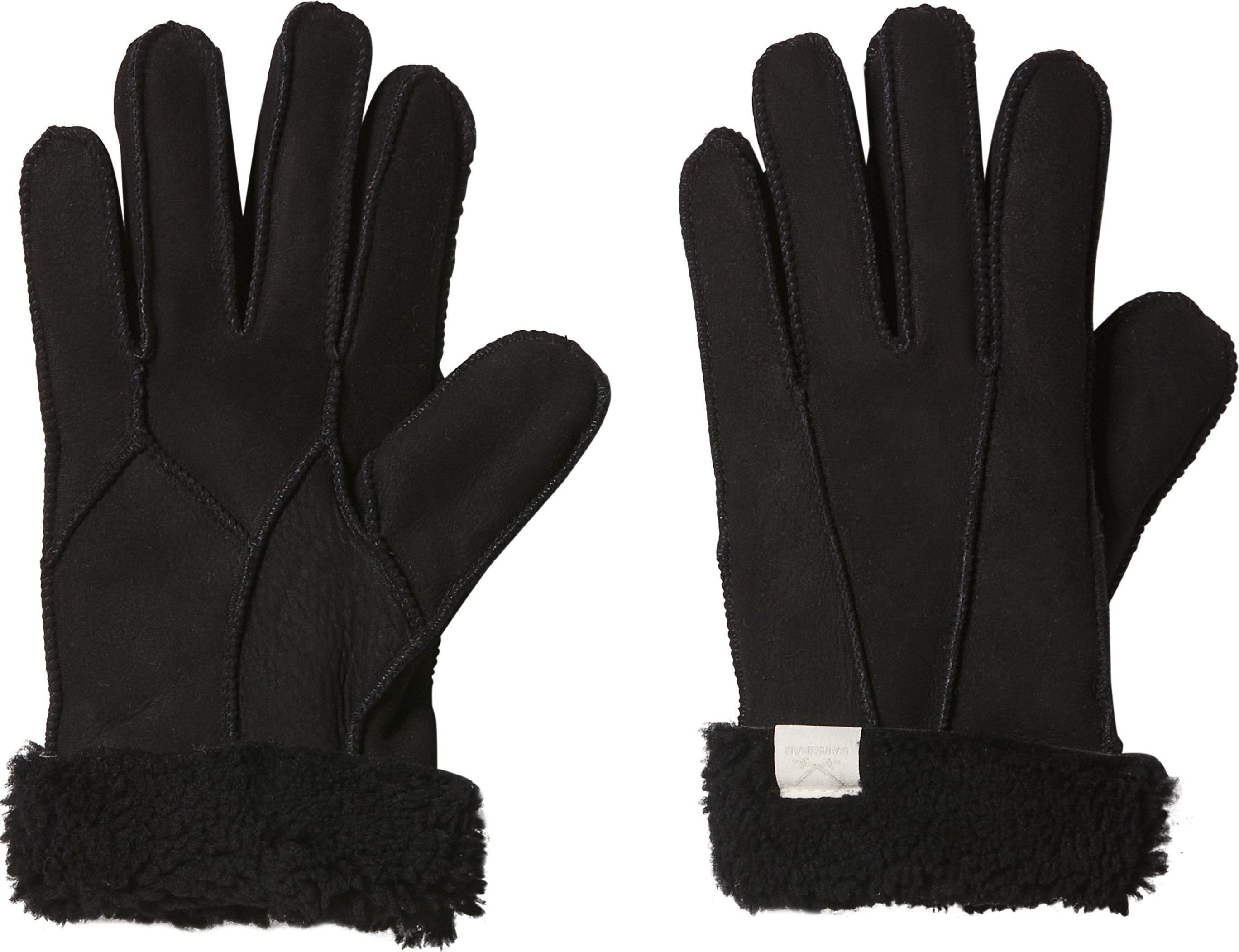 SANSIBAR Damen Lammfellhandschuhe / Lammfellfäustlinge (Schwarz, 7,5)