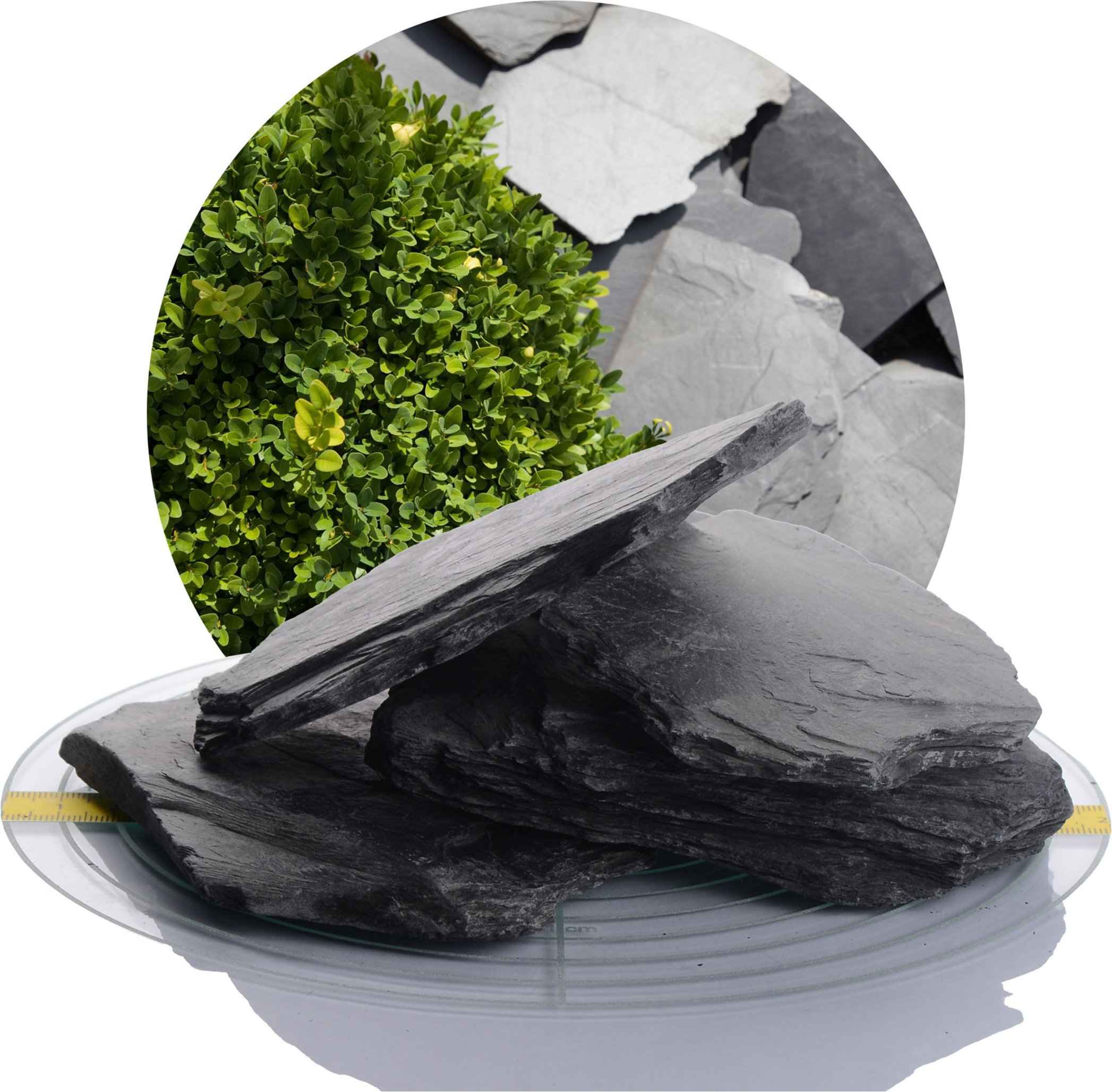 Schicker Mineral Schiefer Ziersplitt (70-200 mm, 25 kg, Schwarz)