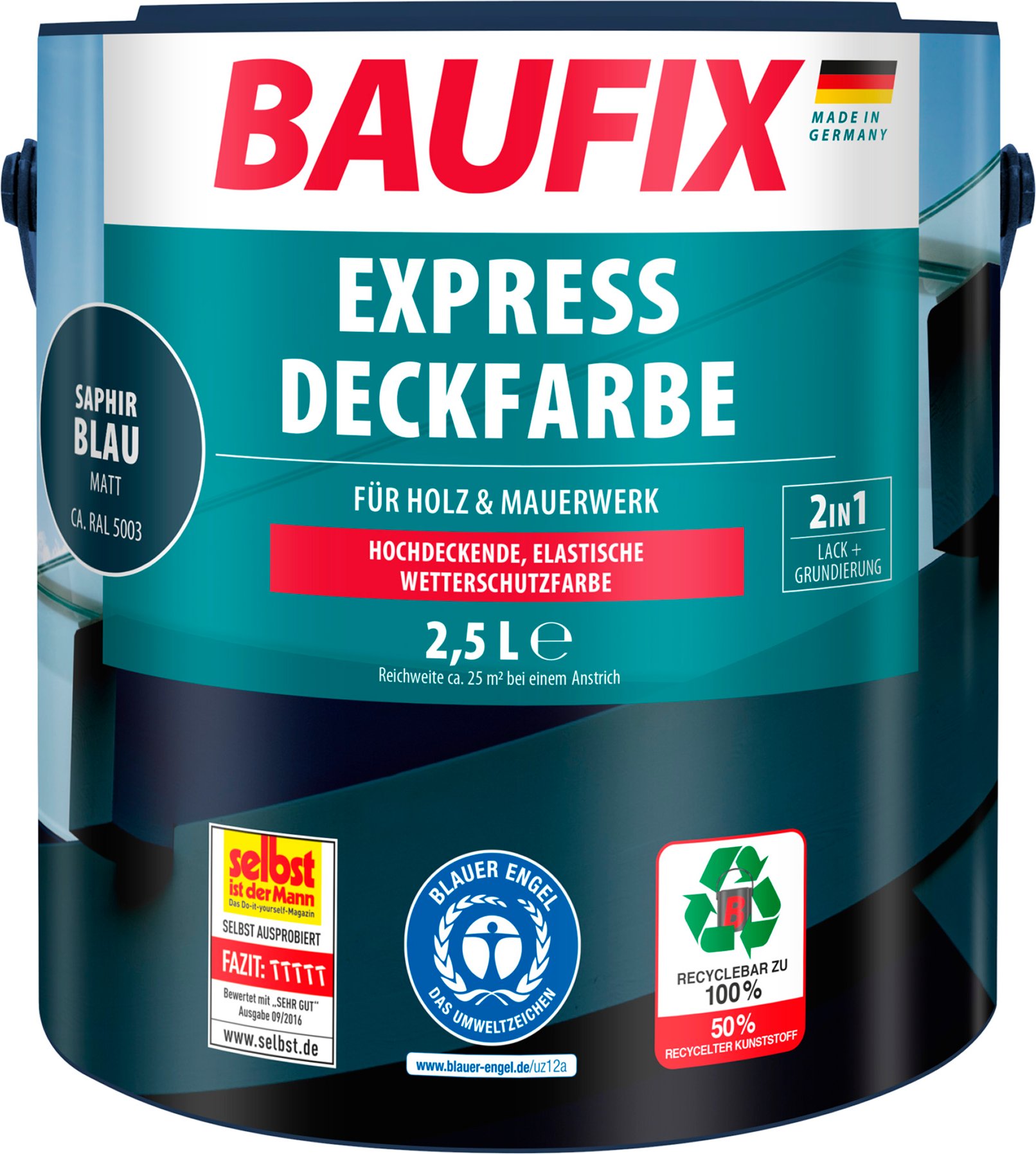 BAUFIX Express Deckfarbe 2,5 Liter (saphirblau matt)
