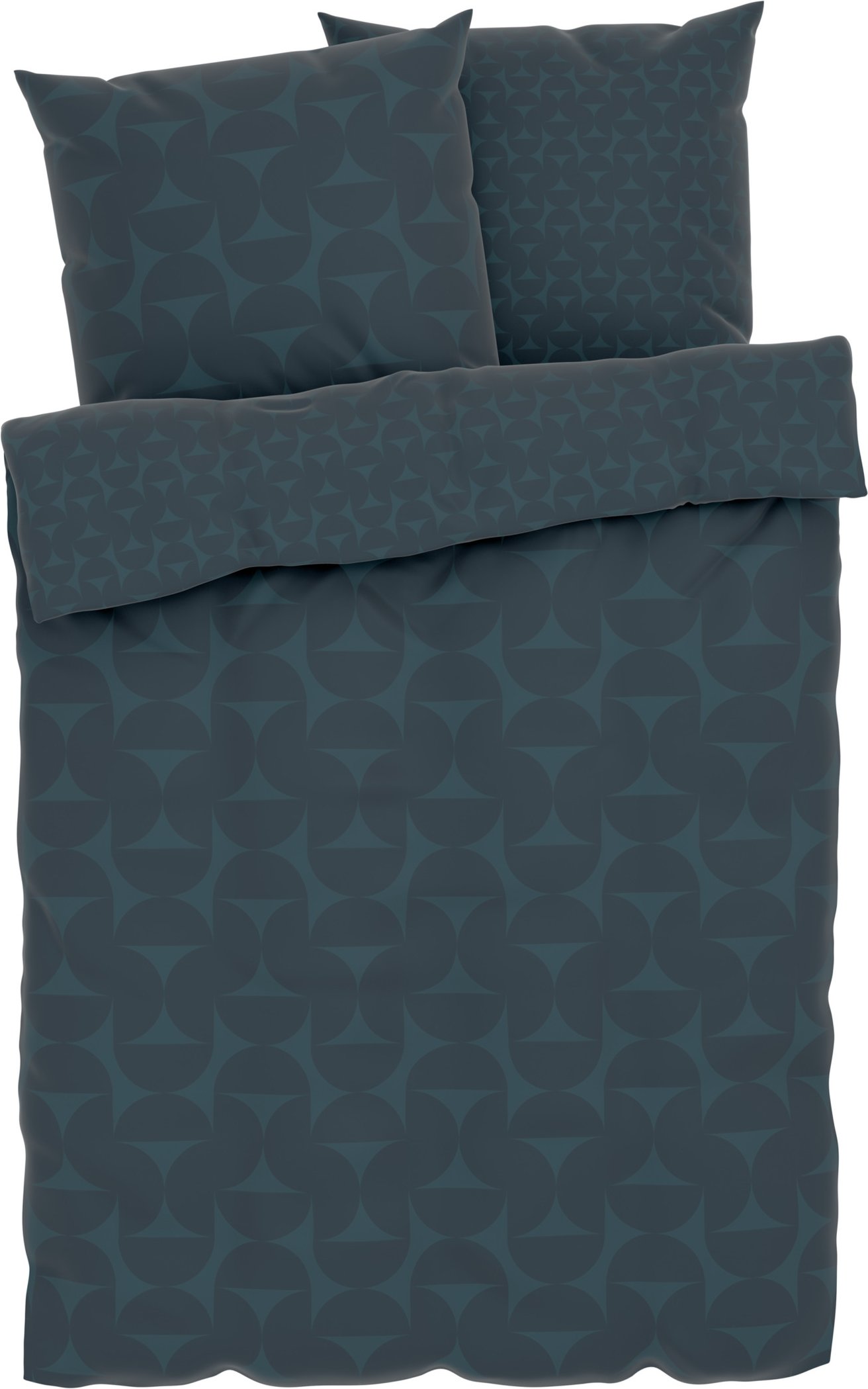 LIVARNO home Mikrofaser-Satin-Bettwäsche, atmungsaktiv, 200 x 220 cm (Muster dunkelblau)