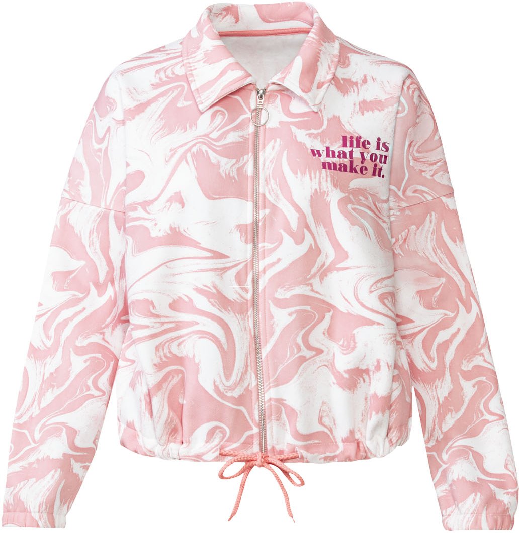 esmara® Damen Sweatjacke (S (36/38), rosa/weiß)