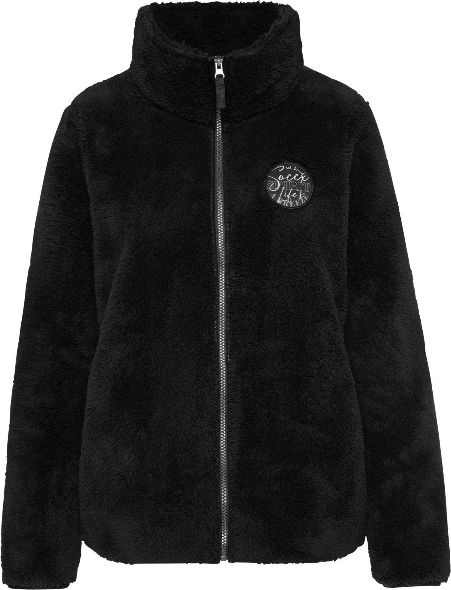 Soccx Damen Teddyjacke (schwarzmelange, L)