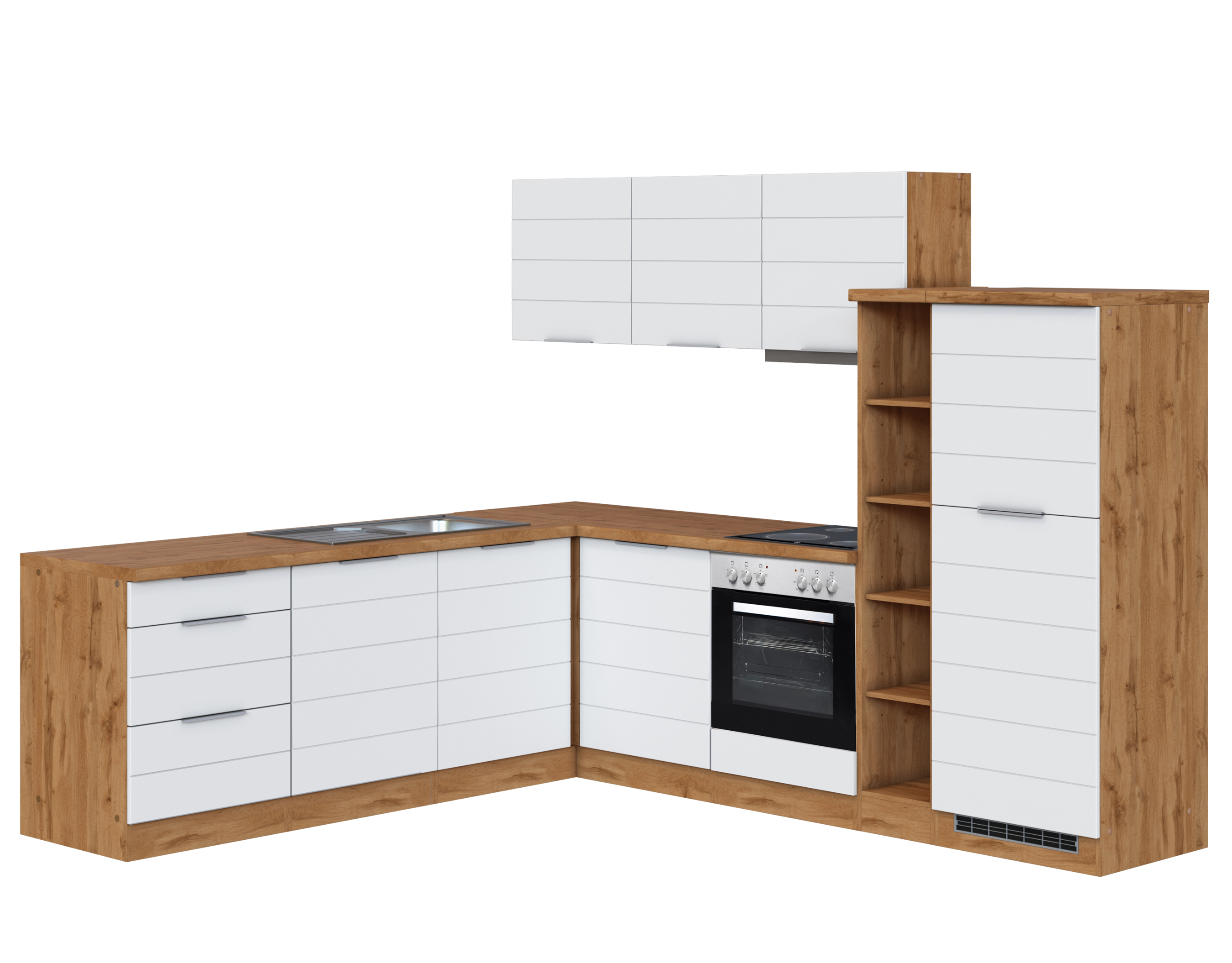 HELD Küchenzeile »Bonn«, mit Elektrogeräten (240/270 cm, wotaneiche/ matt weiß)