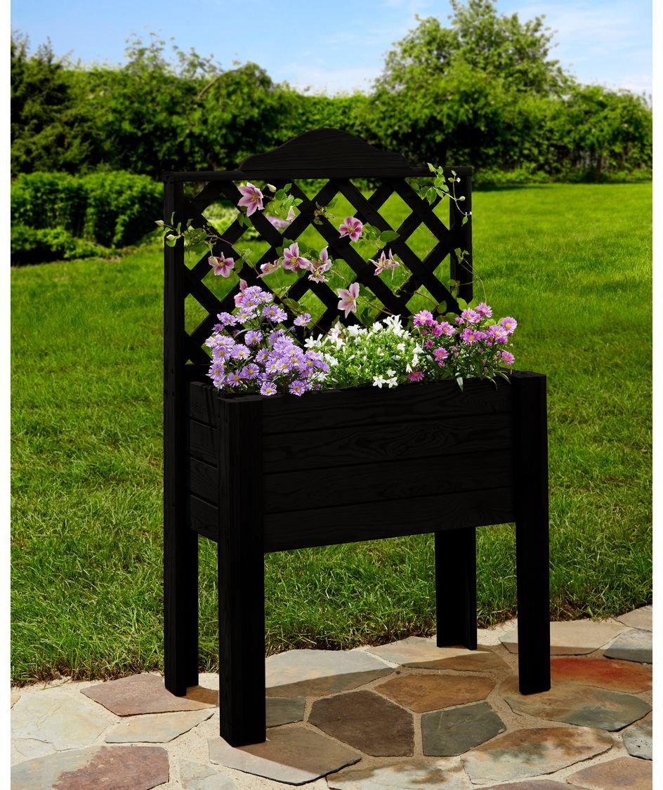 Promadino Balkonpflanzkasten mit Gitter (anthrazit)