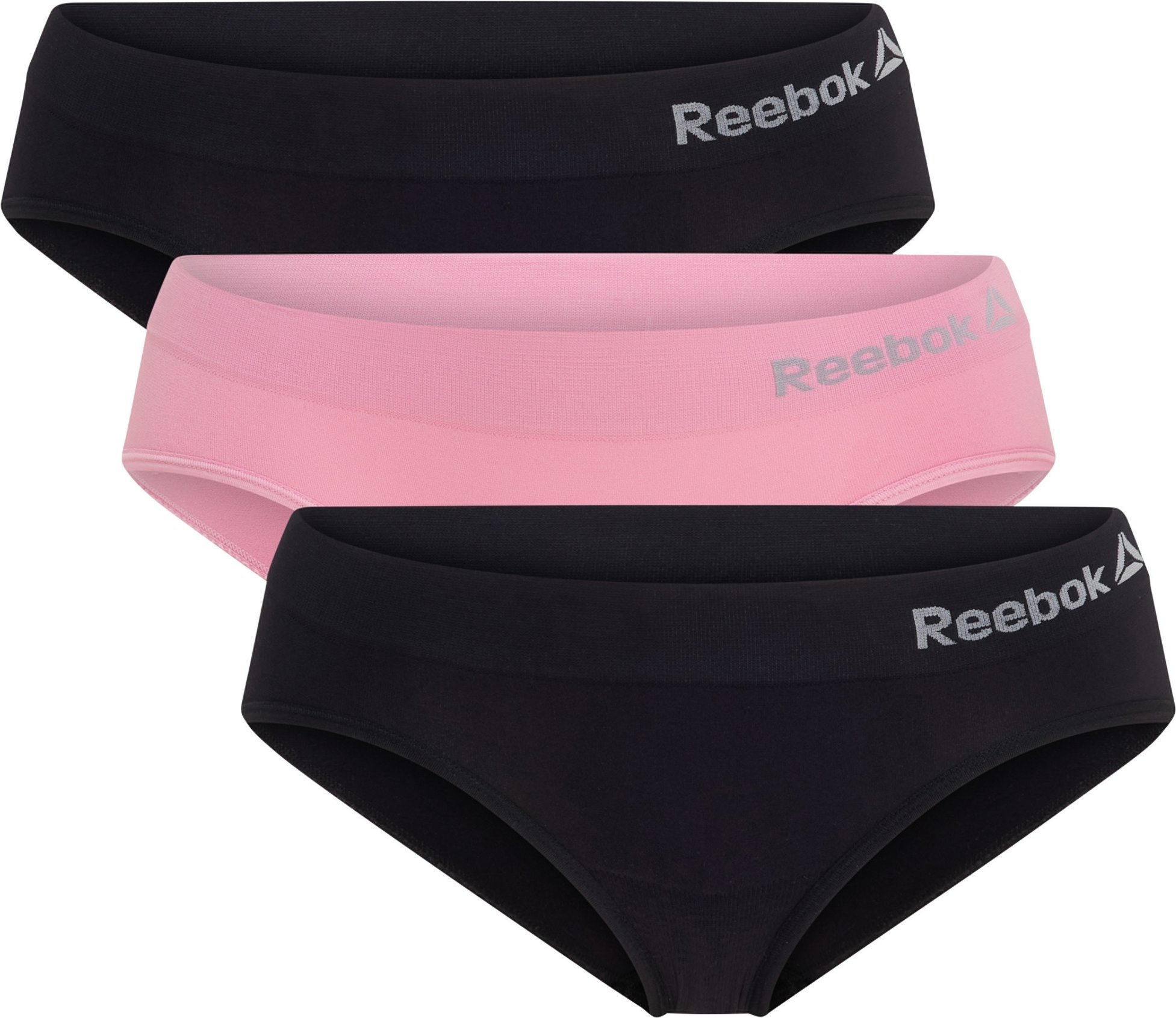 Reebok Damen Slips 3 Stück (schwarz/rosa, L)