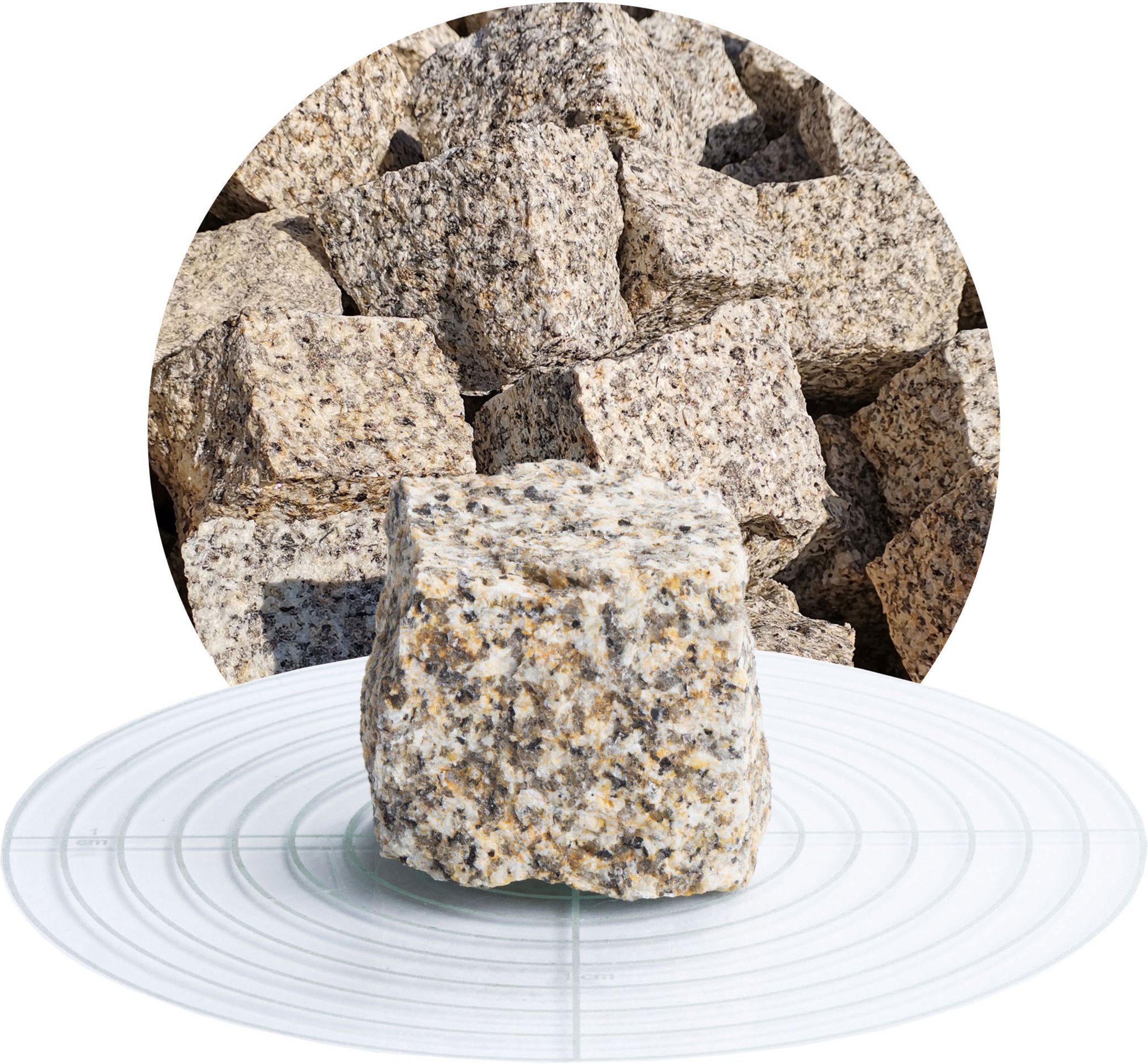 Schicker Mineral Granit Pflastersteine (5x5x5 cm, 25 kg, gelb-grau)