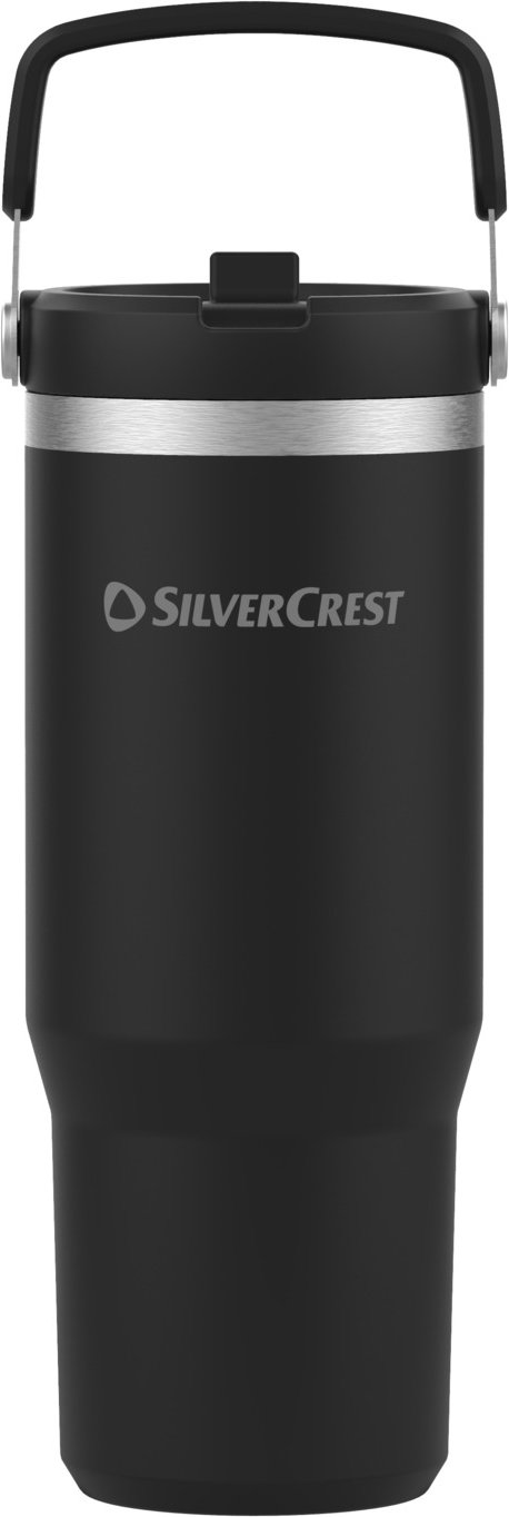 SILVERCREST® Doppelwandiger Edelstahl-Becher mit Hänger (Schwarz)