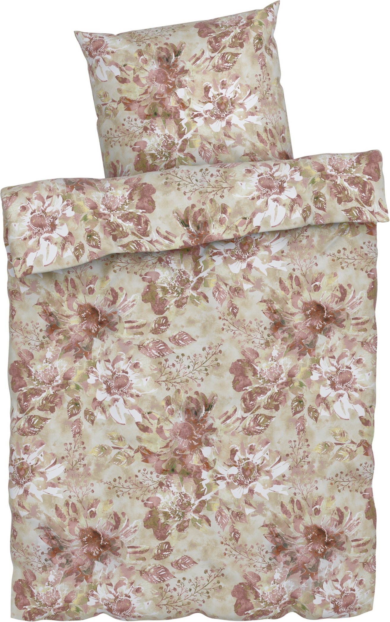 LIVARNO home Feinbiber-Wendebettwäsche / Bettwäsche, 155 x 220 cm (Blumen braun)