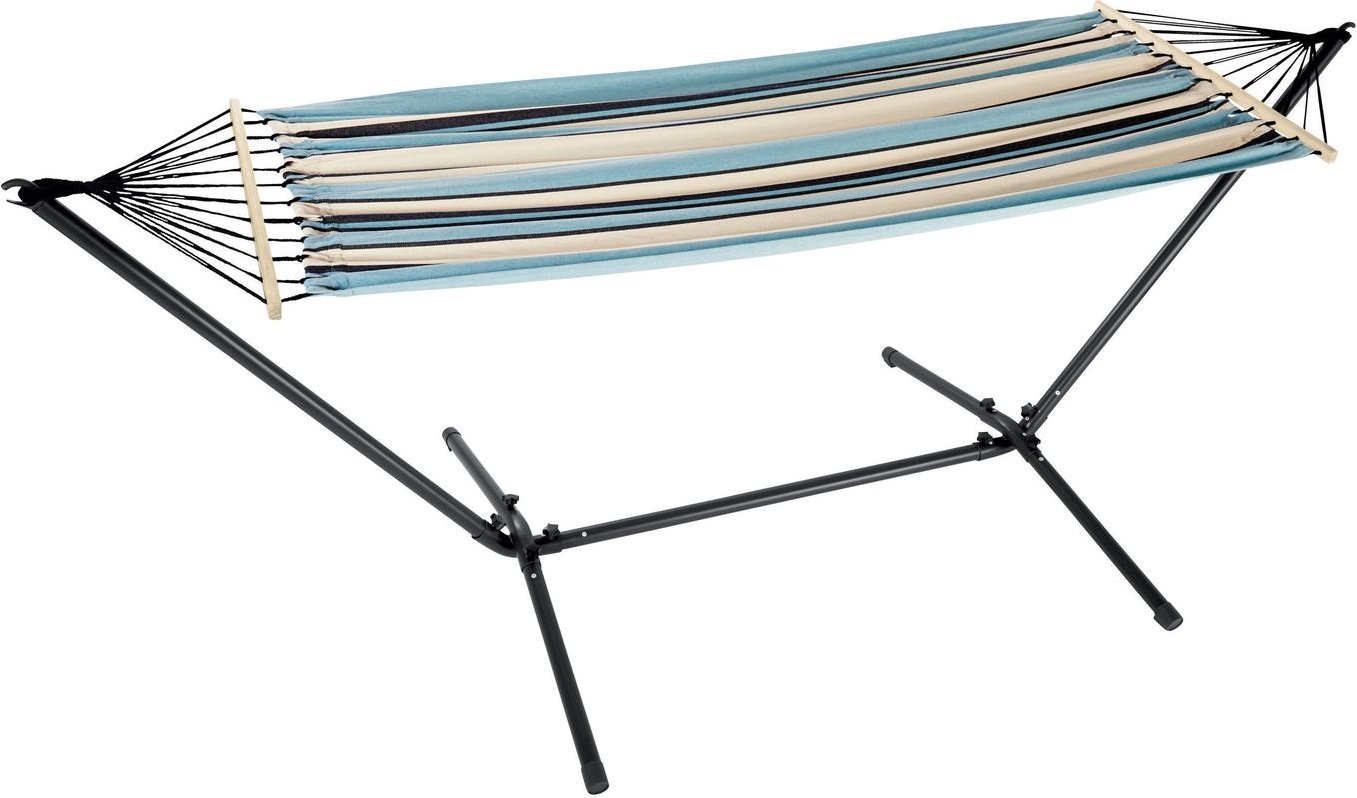 FLORABEST Hängematte mit Gestell blau-gestreift
