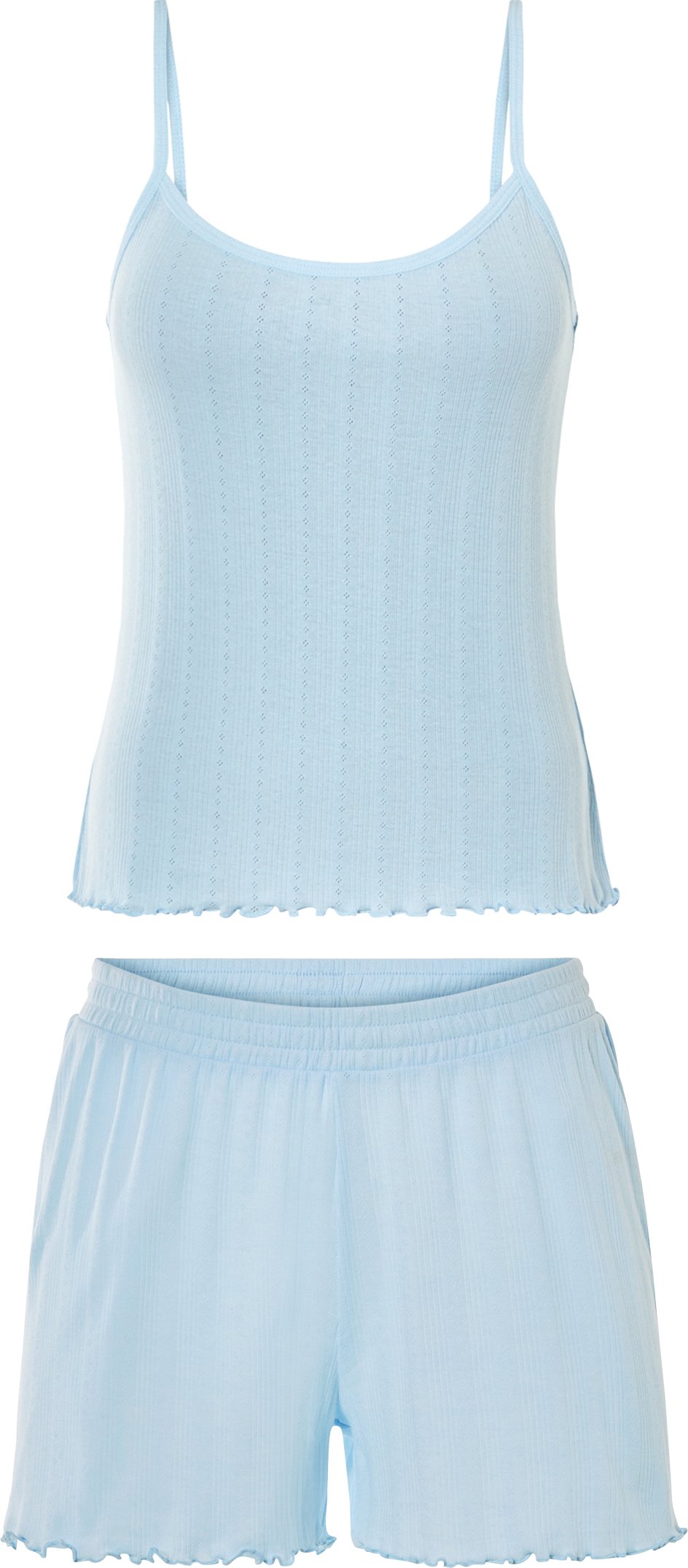 esmara® Damen Shorty Pyjama/Pointelle (Blau, XS (32/34))