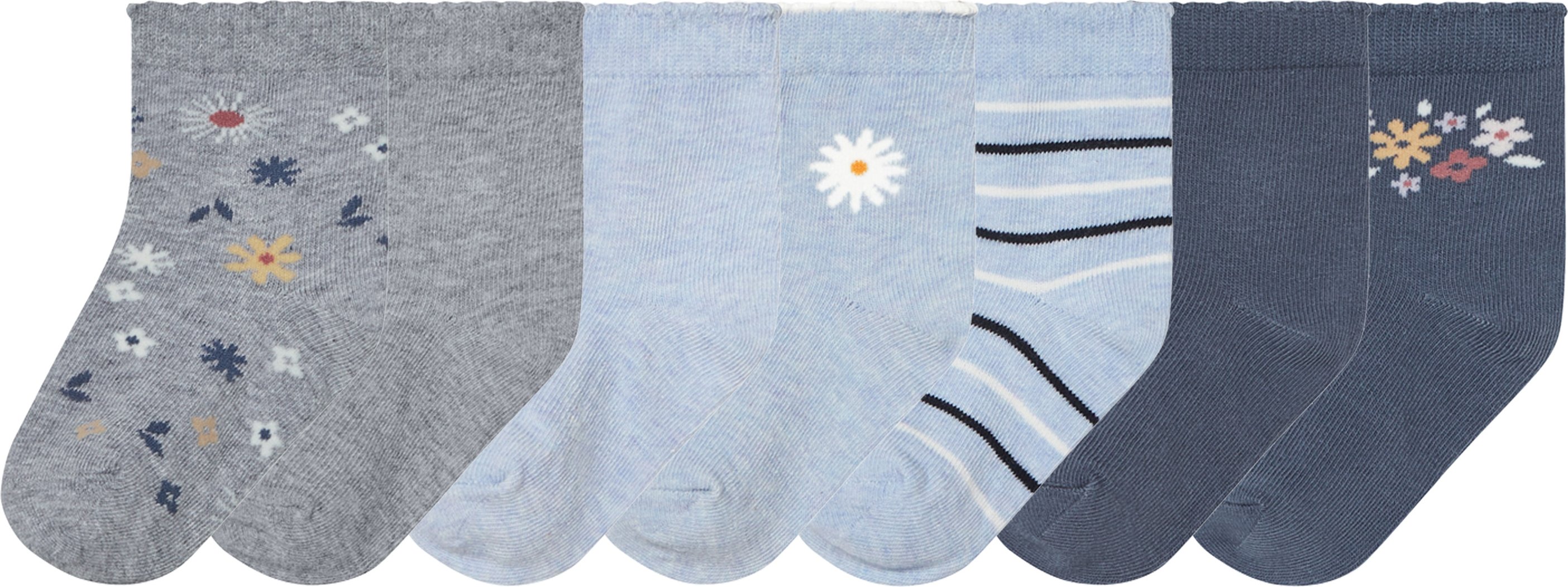 Thumbnail - lupilu® Kleinkinder Socken, 7 Paar (grau/hellblau/navy, 19-22)