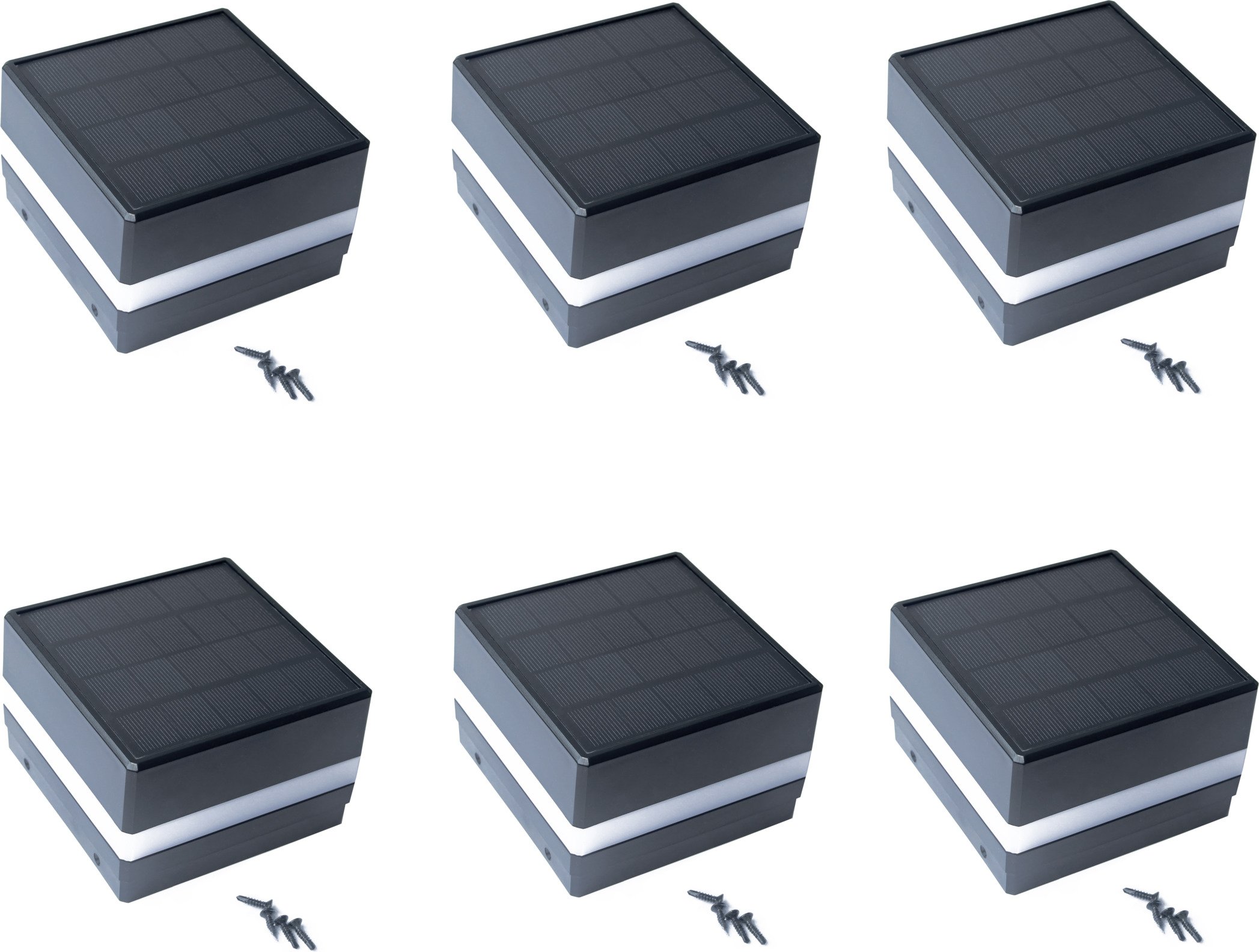 HOME DELUXE Pfostenabdeckung mit Solar LED Beleuchtung RANO (6 Stück)