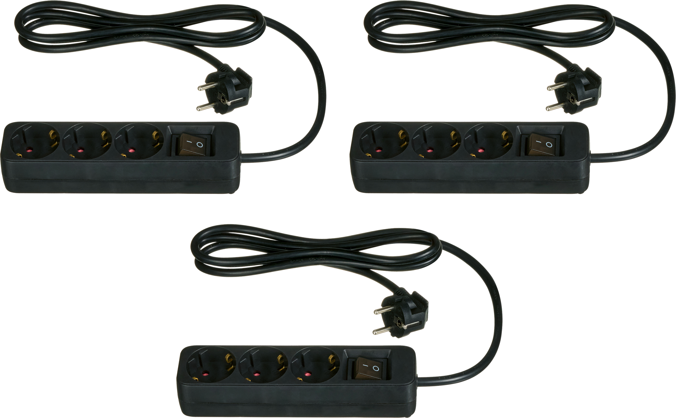 TRONIC® Steckdosenleiste, 3er-Set (Schwarz)