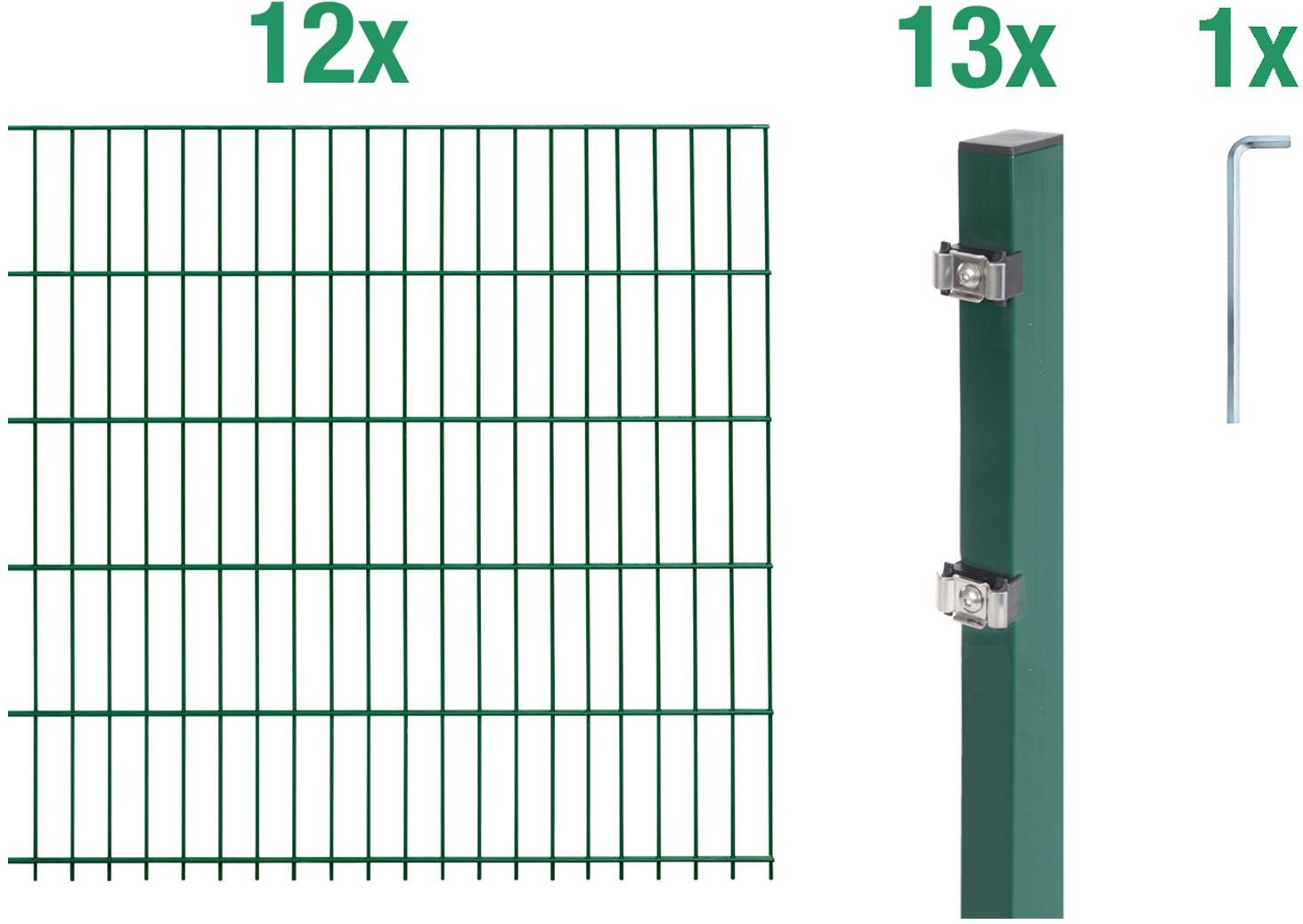 ALBERTS Doppelstabmattenzaun-Grundset (Grün, Zaunl. 24 m, Mattenh. 1200mm)""