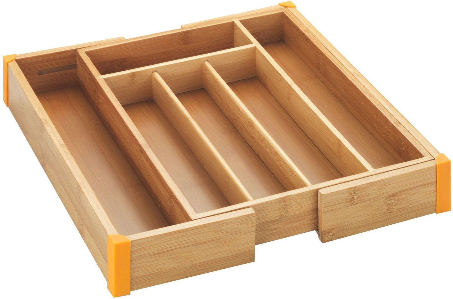 Wenko Ausziehbarer Bambus-Besteckkasten mit 5 bis 7 Fächern, 25,7-38,5 x 5,1 x 35,7 cm