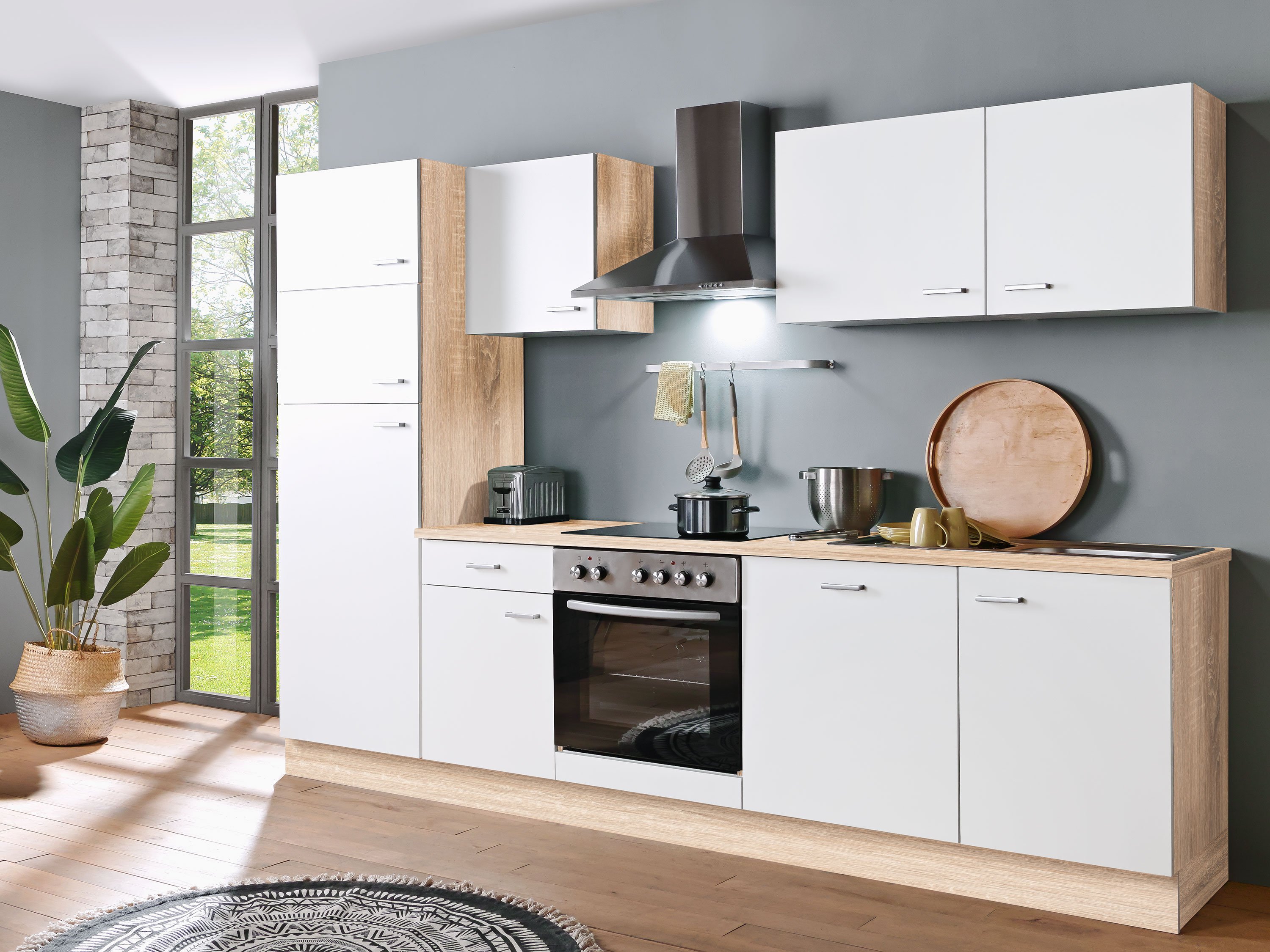 Menke Küchenblock Classic 1 (mit Geschirrspüler, 280 cm, Weiß, frei Verwendungsstelle)