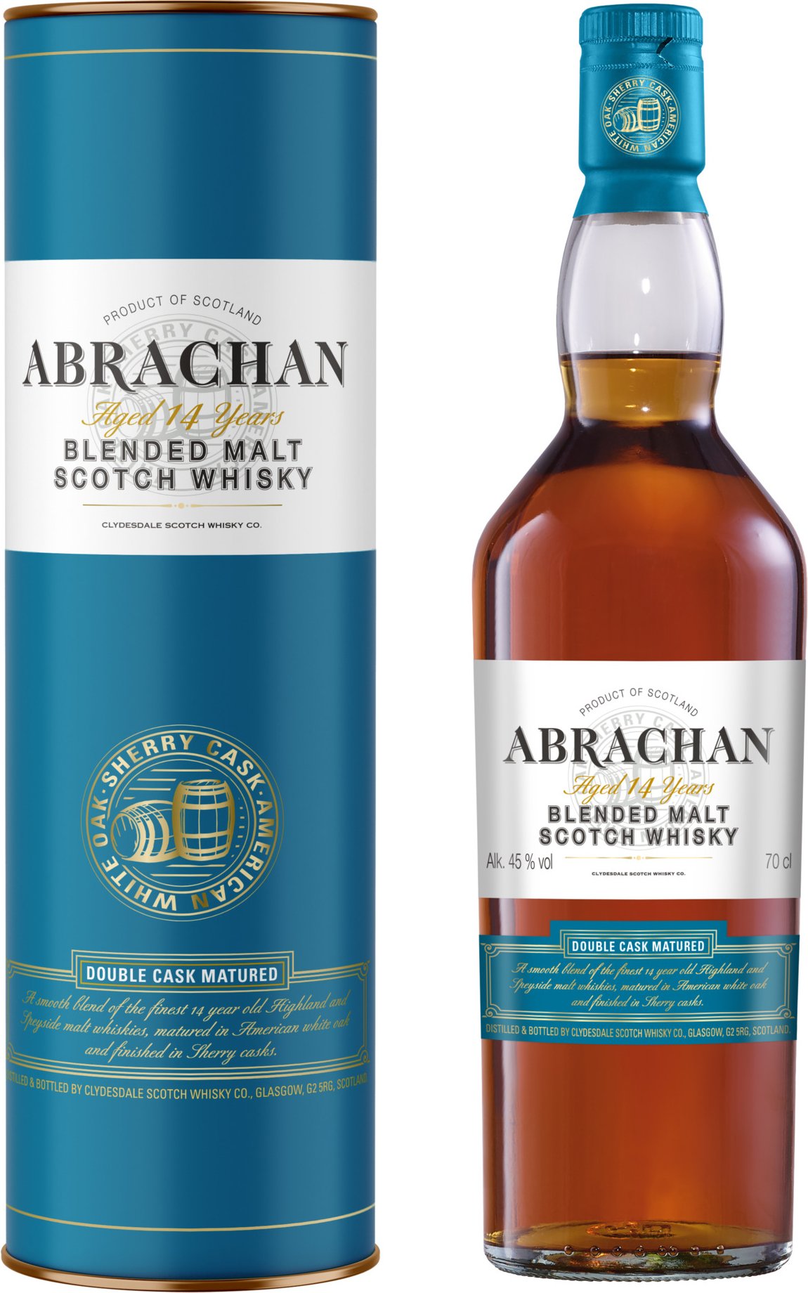 Abrachan Blended Malt Scotch Whisky Double Cask Matured 14 Jahre mit Geschenkbox 45% Vol