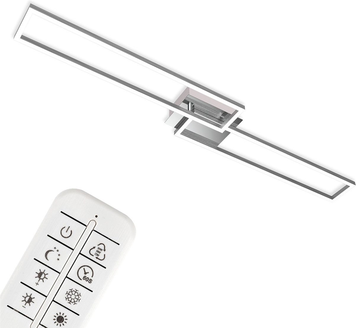 Briloner CCT LED Design Deckenleuchte, Lichttemperatur + Helligkeit regulierbar (rechteckig (chrom))