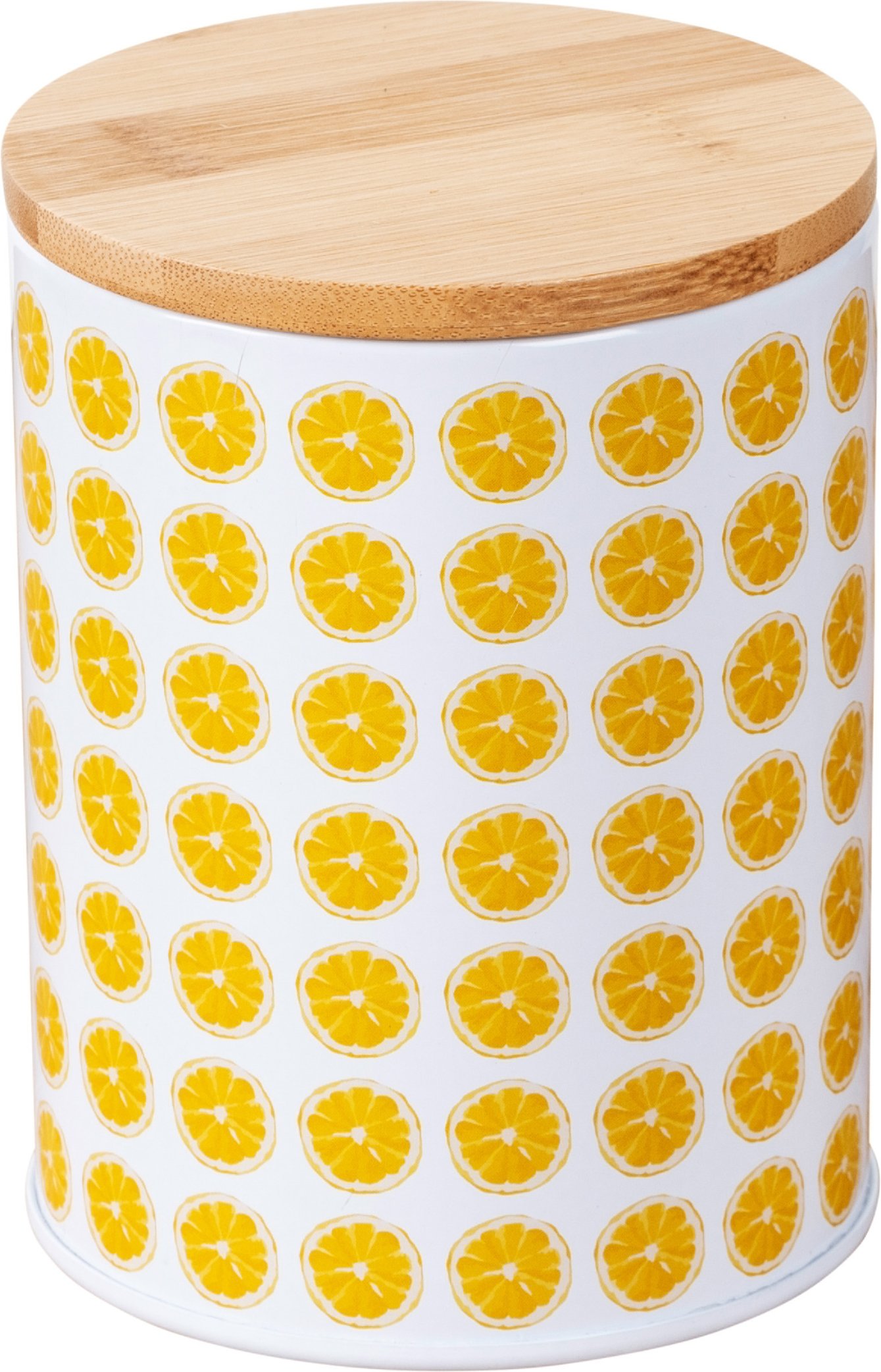 Wenko Runde Aufbewahrungsdose aus Metall (Zitrone/weiß)