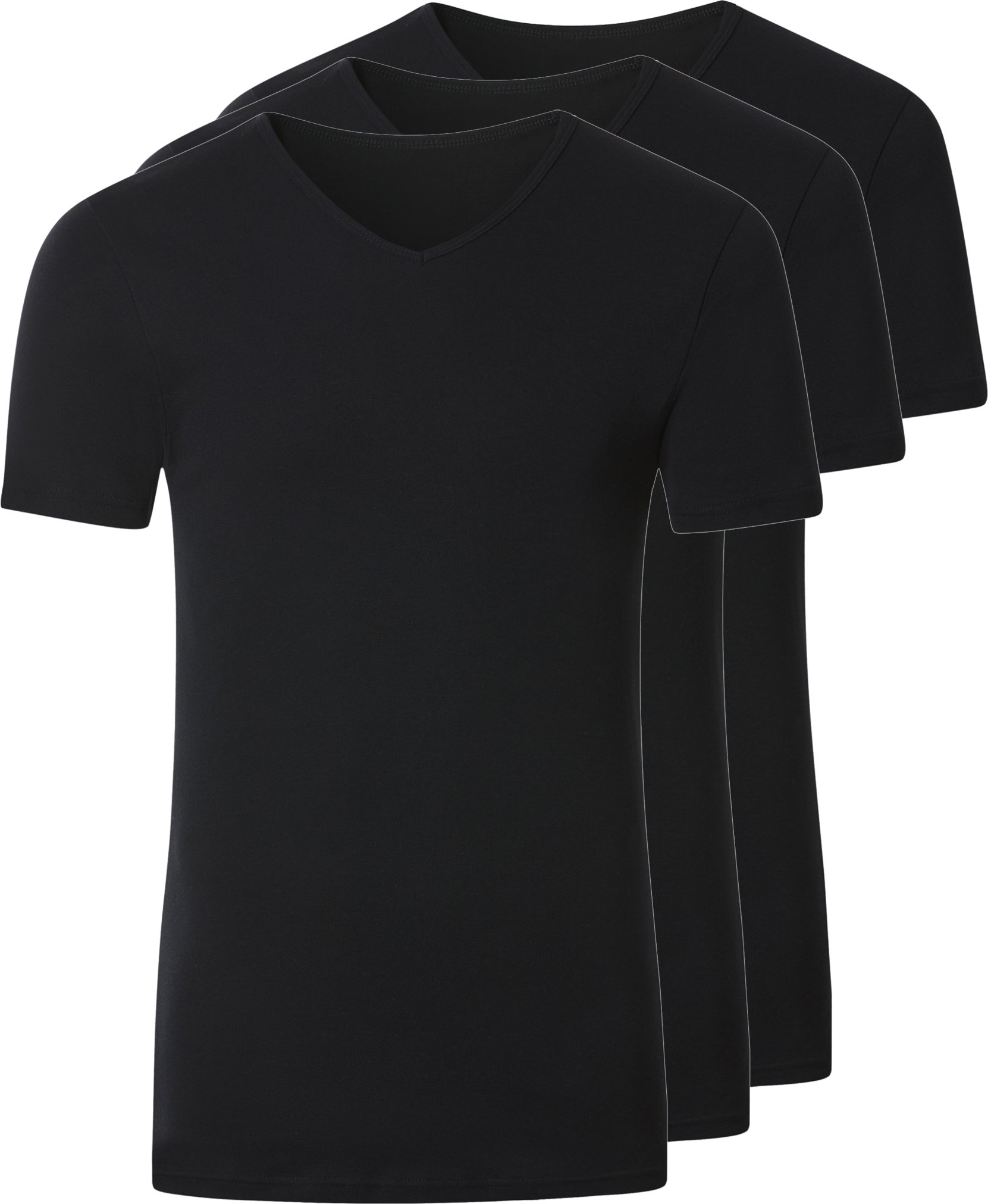 esmara Men Herren Unterziehshirt Feinripp 3er (V-Ausschnitt, Schwarz, 7/XL)