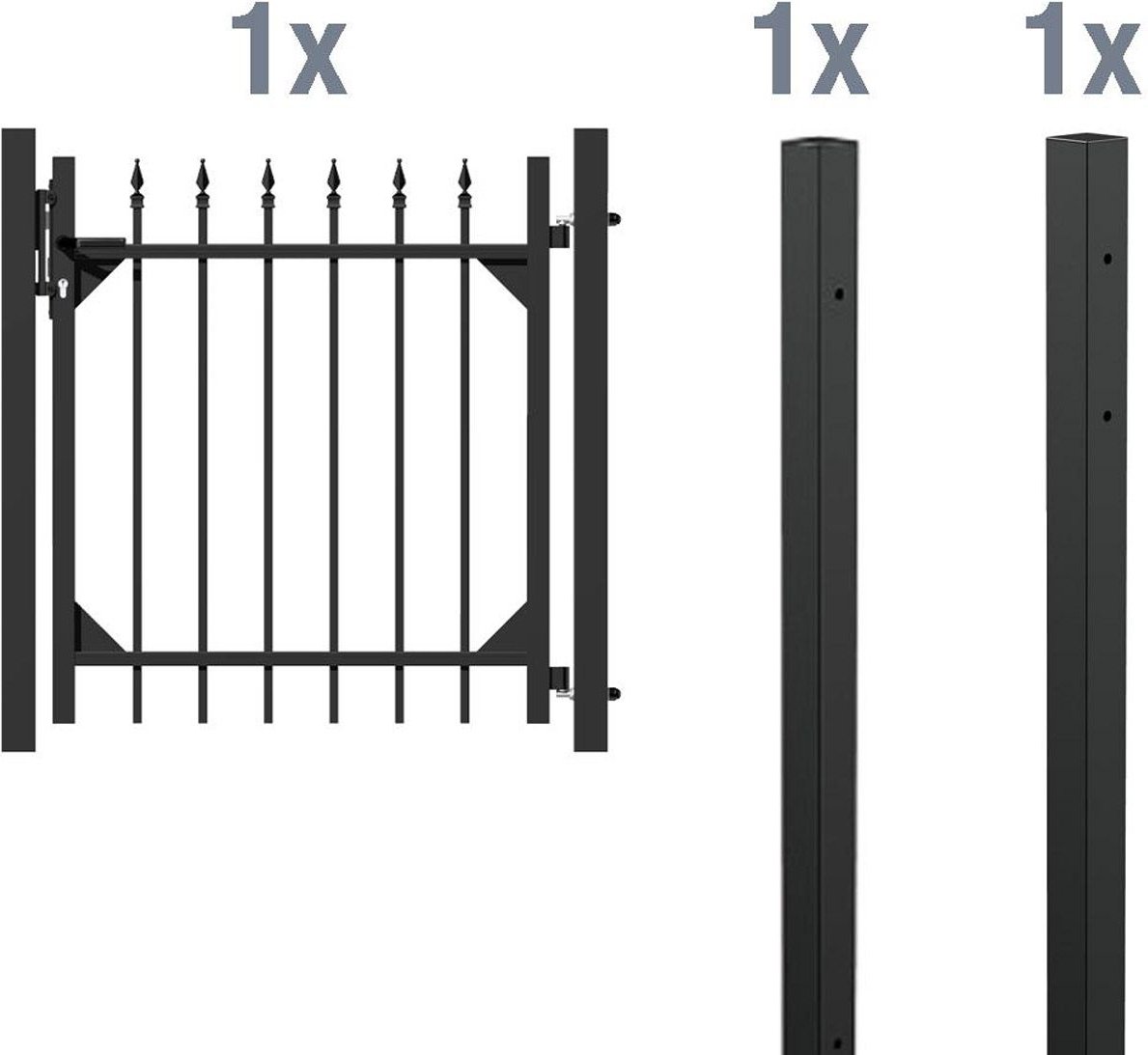 ALBERTS Einzeltor-Set Chaussee, zum Einbetonieren (matt-schwarz, 100 cm)
