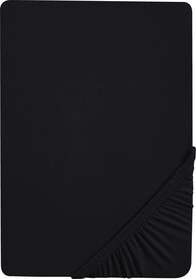 Biberna Premium Jersey-Elasthan Spannbettlaken (Schwarz, 180 - 200 x 200 cm)