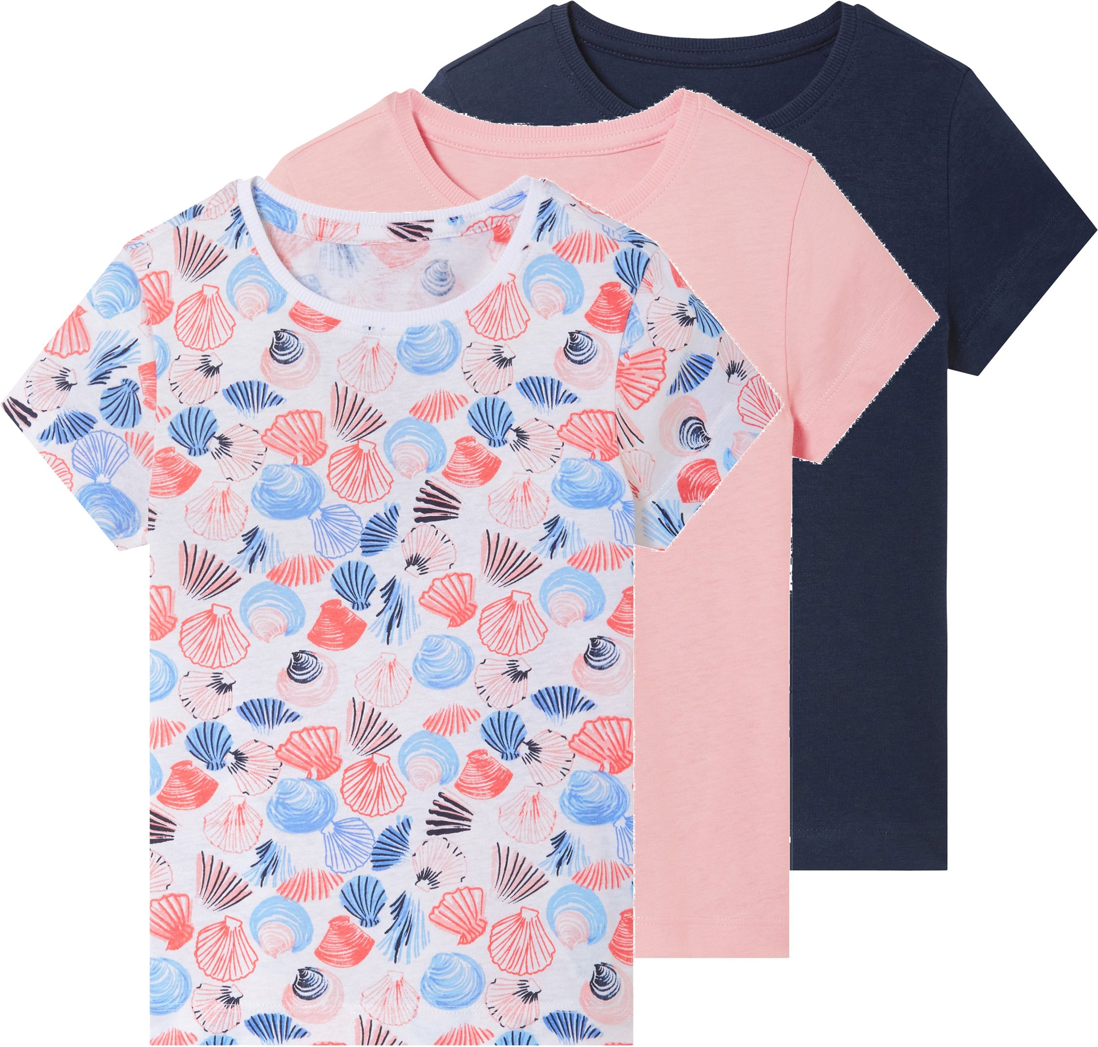 Thumbnail - lupilu® Kleinkinder Mädchen T-Shirt 3er Pack (rose/navy/AOP, 122/128)