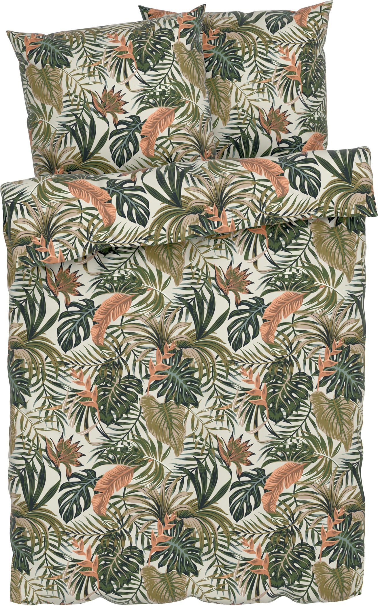LIVARNO home Mikrofaser-Satin-Bettwäsche, atmungsaktiv, 200 x 220 cm (Palmblätter)
