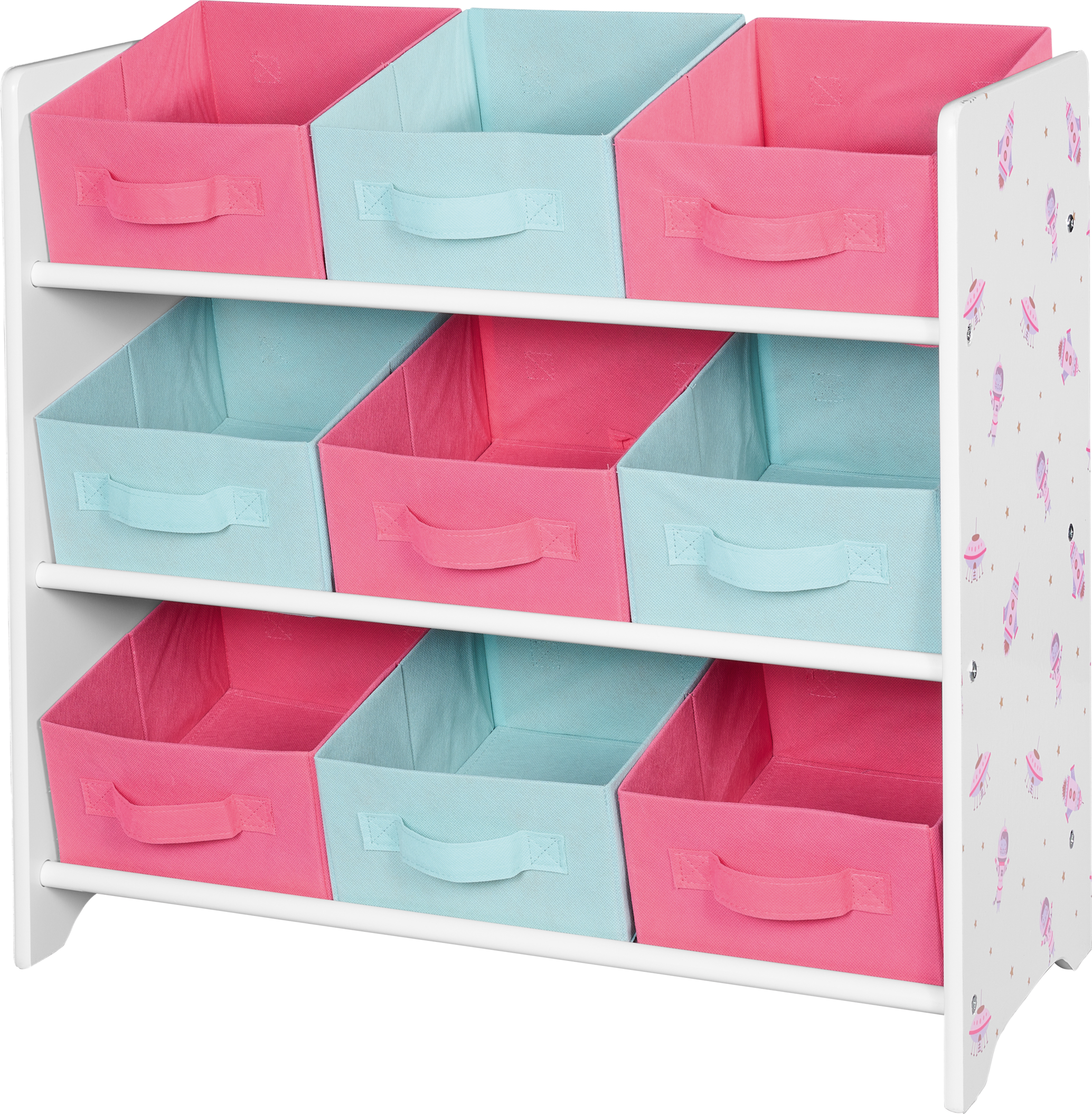 LIVARNO home Aufbewahrungsregal mit 9 herausnehmbaren Textilboxen (Rosa)