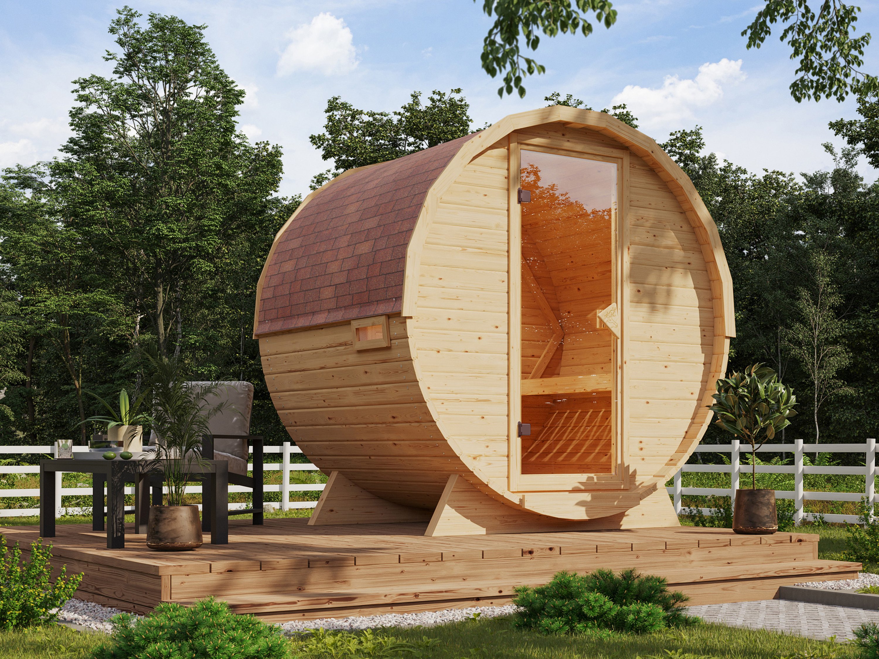 Karibu Fasssauna Molly 9 kW (Ofen externe Steuerung)