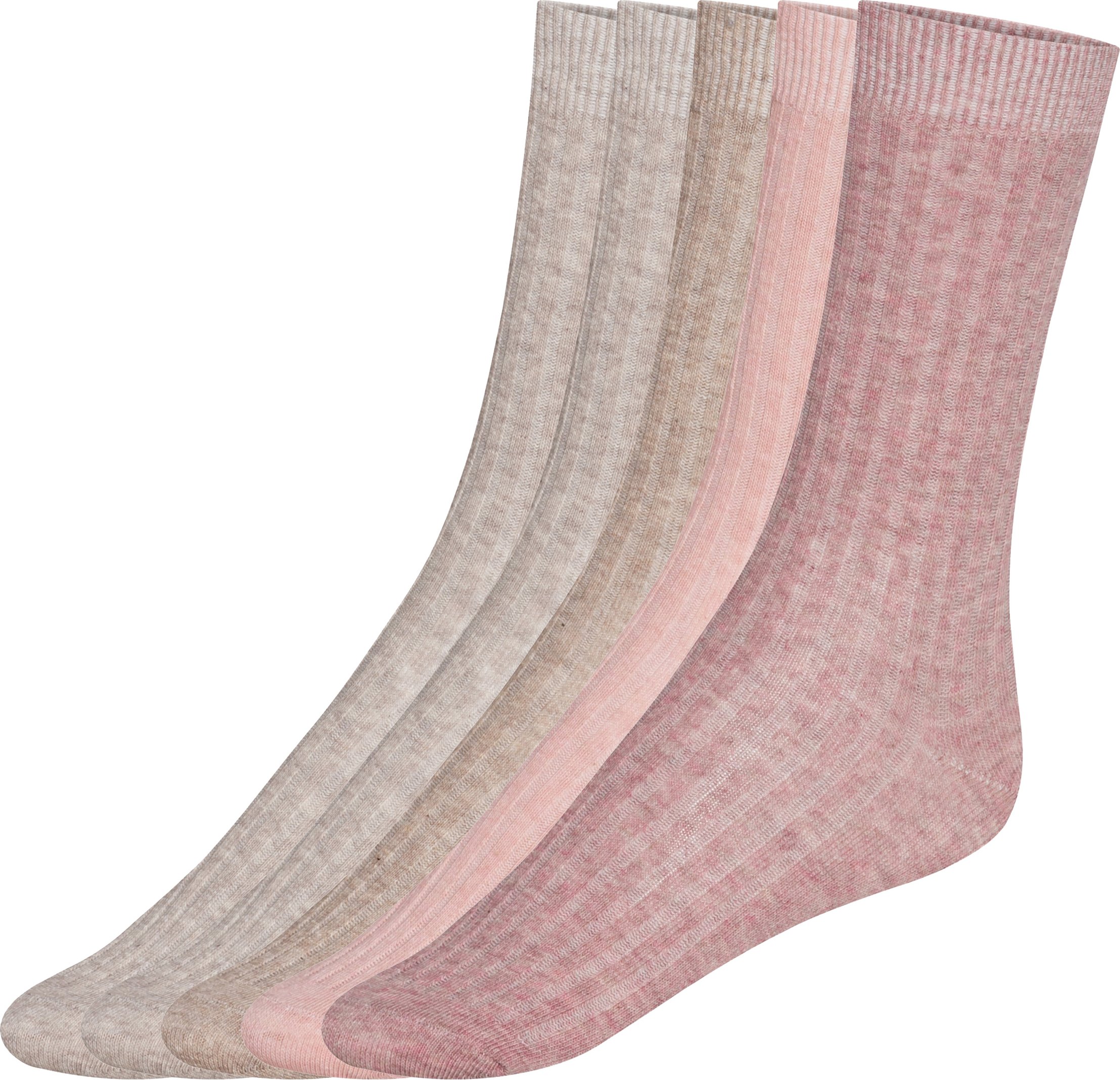 Thumbnail - esmara® Damen Socken Rippe, 5 Paar (35-38, beige/rose)