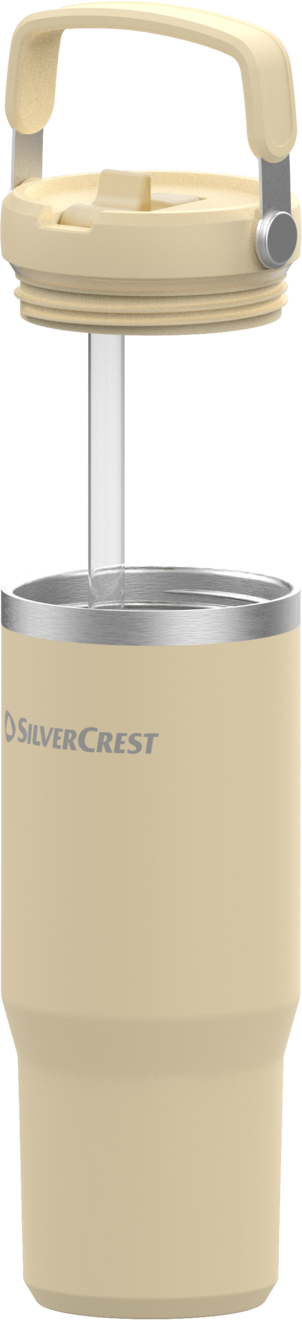 SILVERCREST® Doppelwandiger Edelstahl-Becher mit Hänger (Beige)