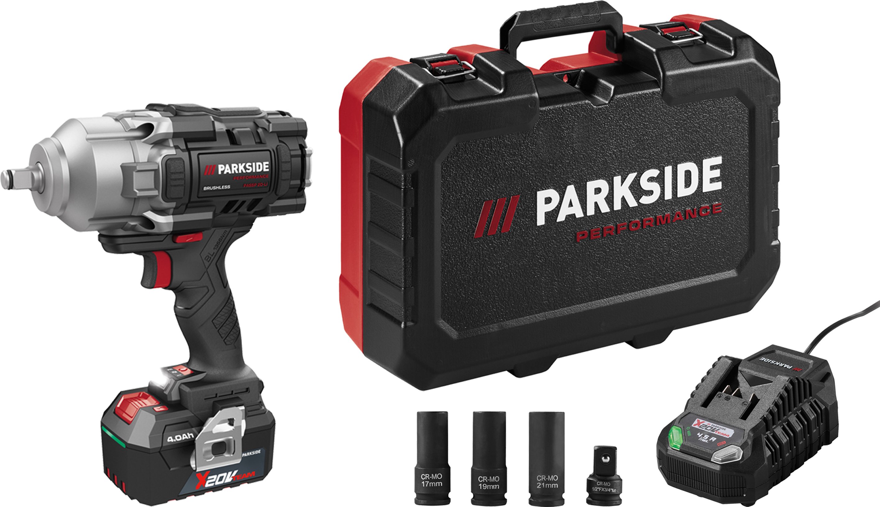 PARKSIDE PERFORMANCE® 20 V Akku-Drehschlagschrauber »PASSP 20-Li C4«, mit Akku und Ladegerät