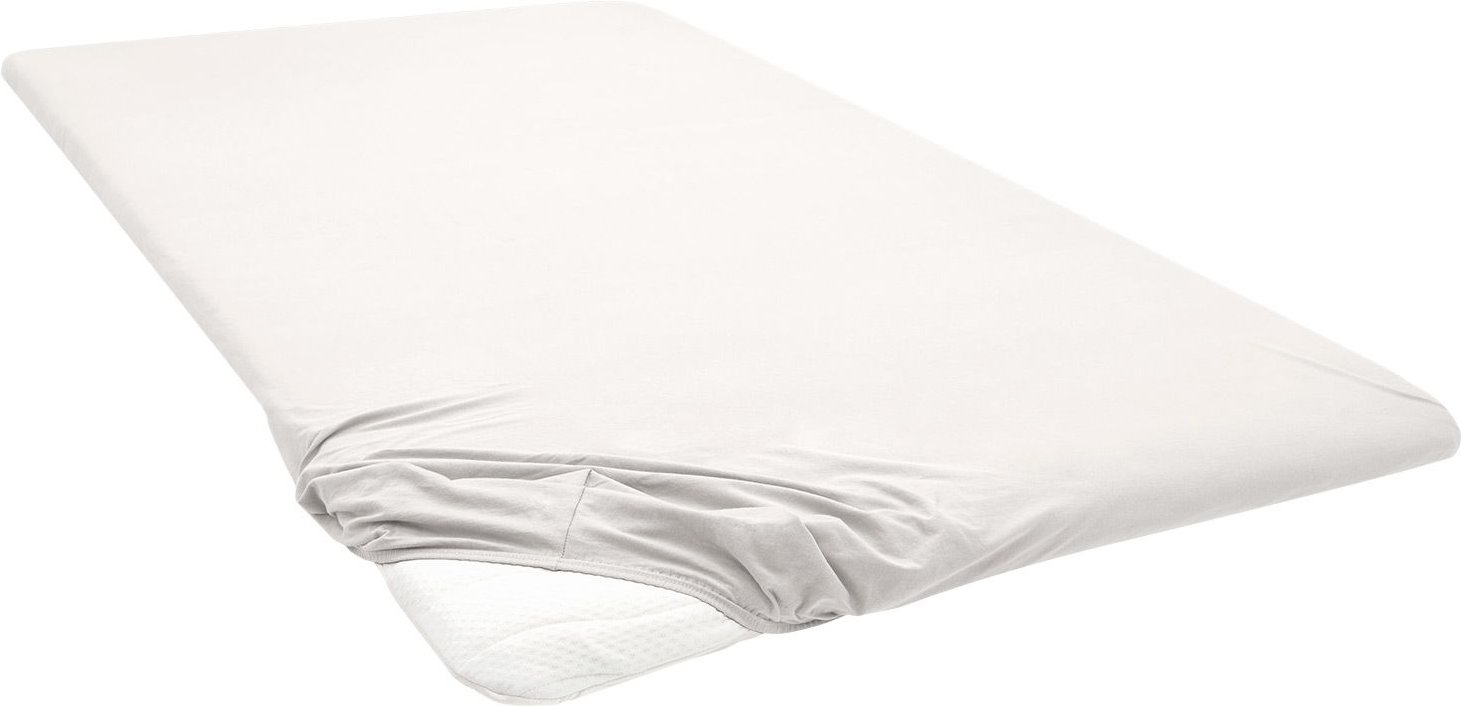 Biberna Premium Jersey-Elasthan Spannbettlaken für Topper (hellbeige, 140 - 160 x 200 cm)