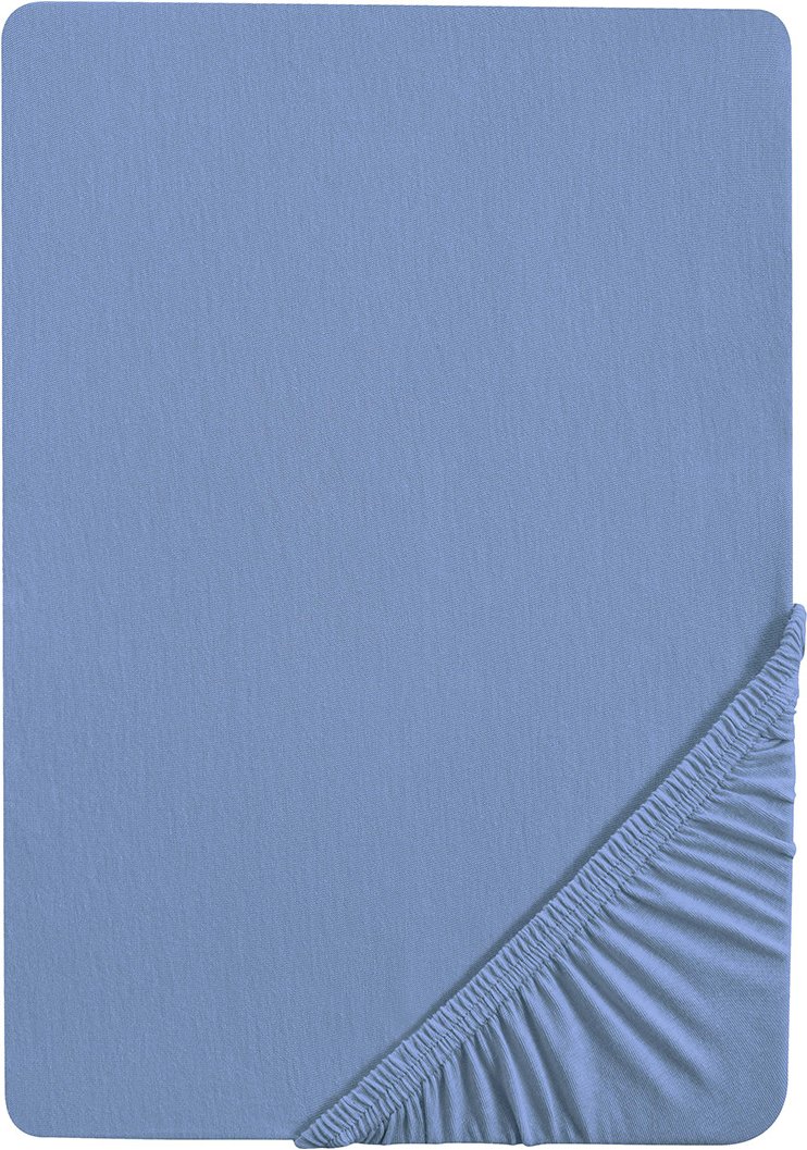 Biberna Premium Jersey-Elasthan Spannbettlaken (Blau, 90 - 100 x 200 cm)""