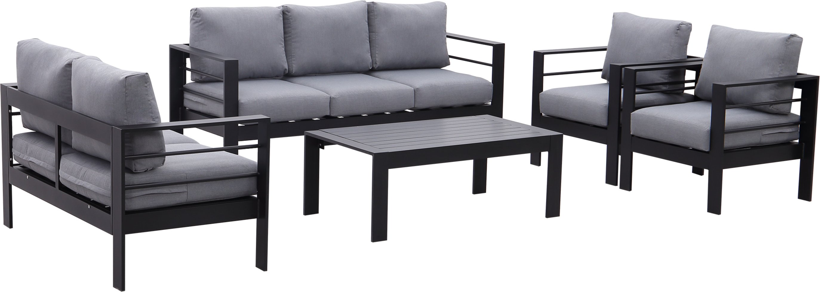 MeXo Gartenmöbel Lounge-Set »Genua«, inkl. Polster (7-Sitzer, Schwarz / Dunkelgrau)