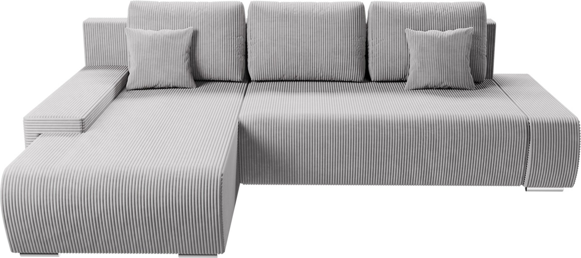 Juskys Sofa Iseo mit Ottomane (Links, Hellgrau)""