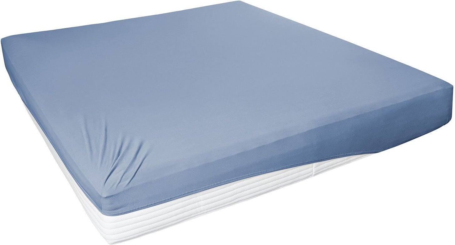 Primera Elastan-Jersey-Spannbetttuch mit Rundumgummi (Blau, 180-200x200 cm)