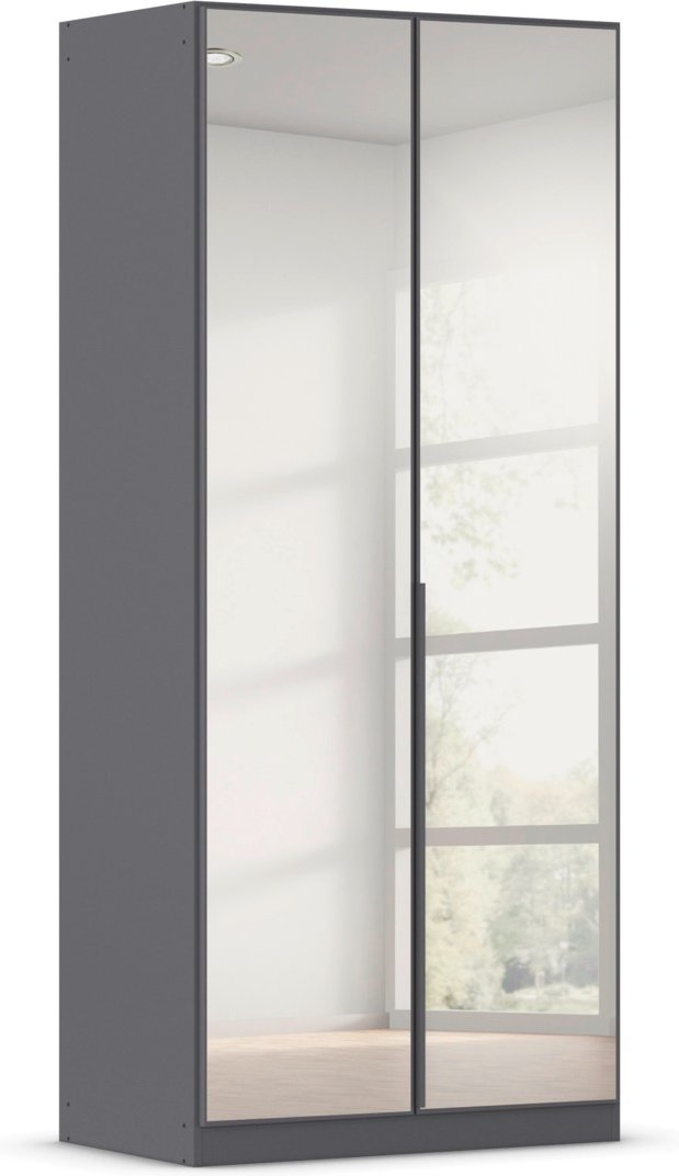 rauch ORANGE Drehtürenschrank Alabama mit Spiegel (Premium-Zubehör, Graumetallic, Griffe Grau, 91 x 210 cm)