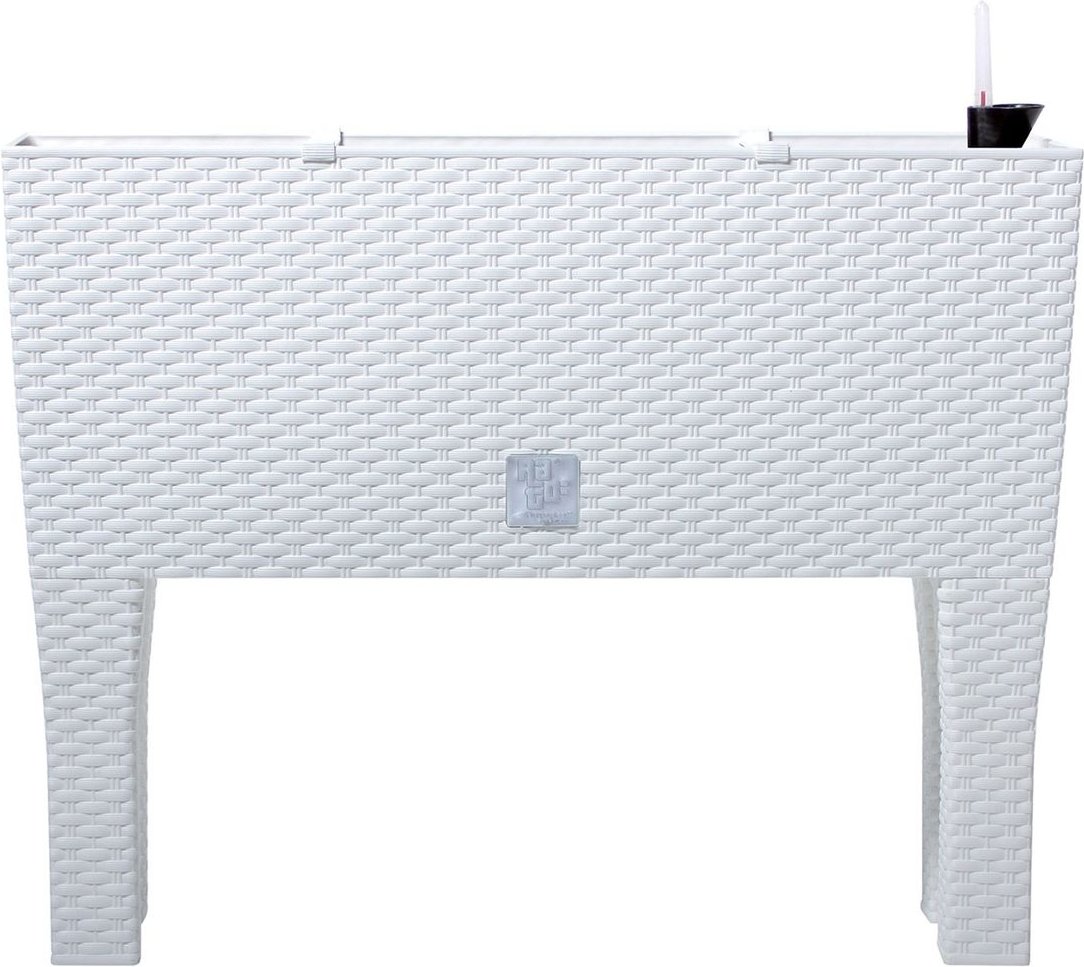 Prosperplast Blumenkasten mit Bewässerungseinsatz in Rattan-Optik "Rato Case High" (Weiß, B 80 x H 62 x T 33 cm)