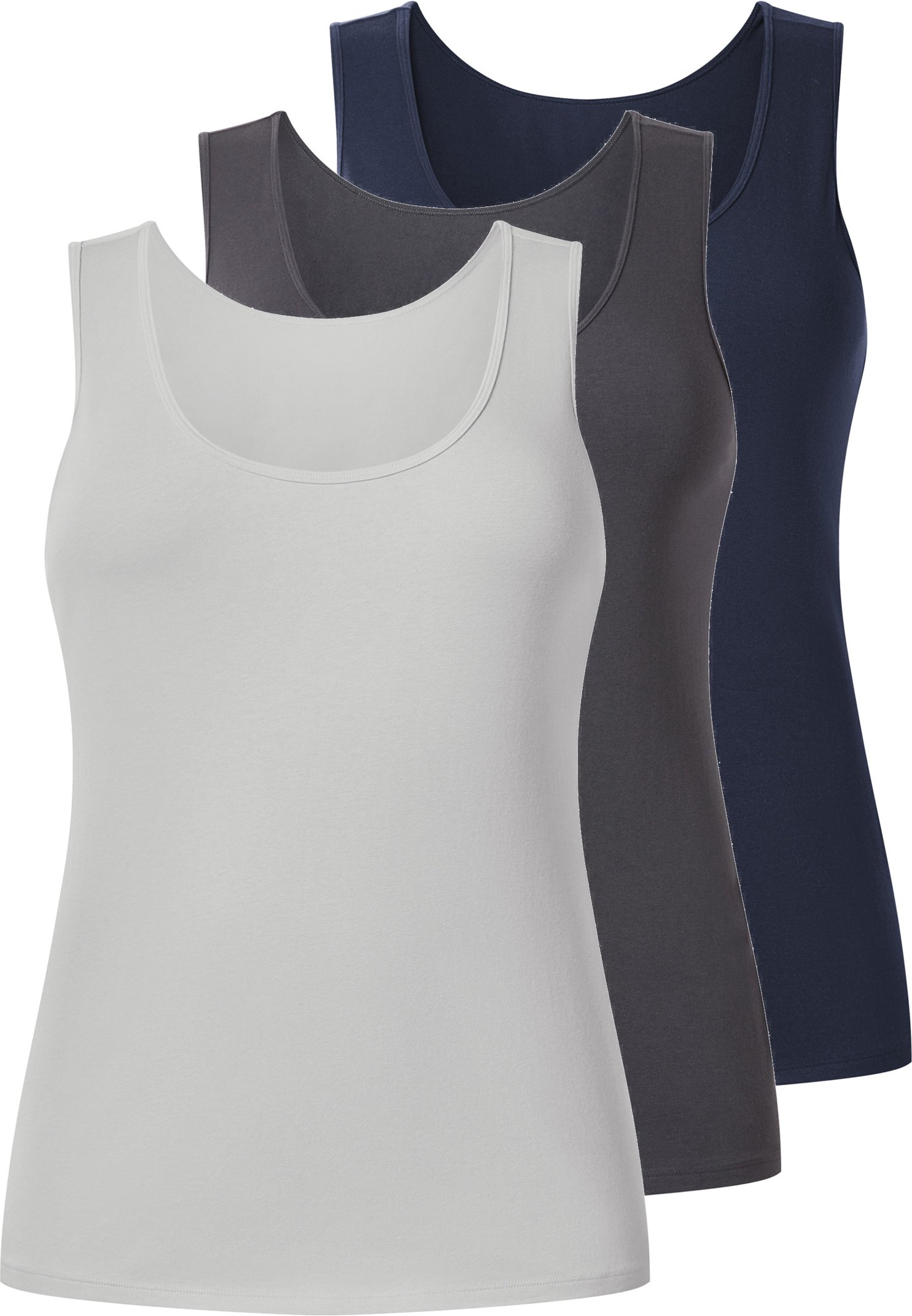 esmara® Damen Achselhemd 3 Stück (navy/grau, XL(48/50))