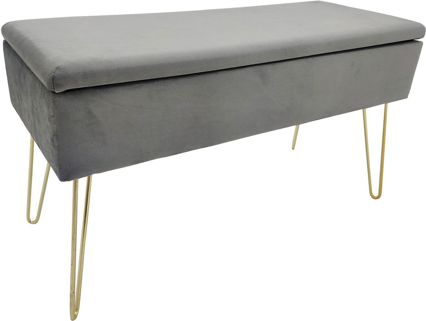 ECHTWERK Sitzbank-/Truhe Scarlett mit Samtbezug (Grau)