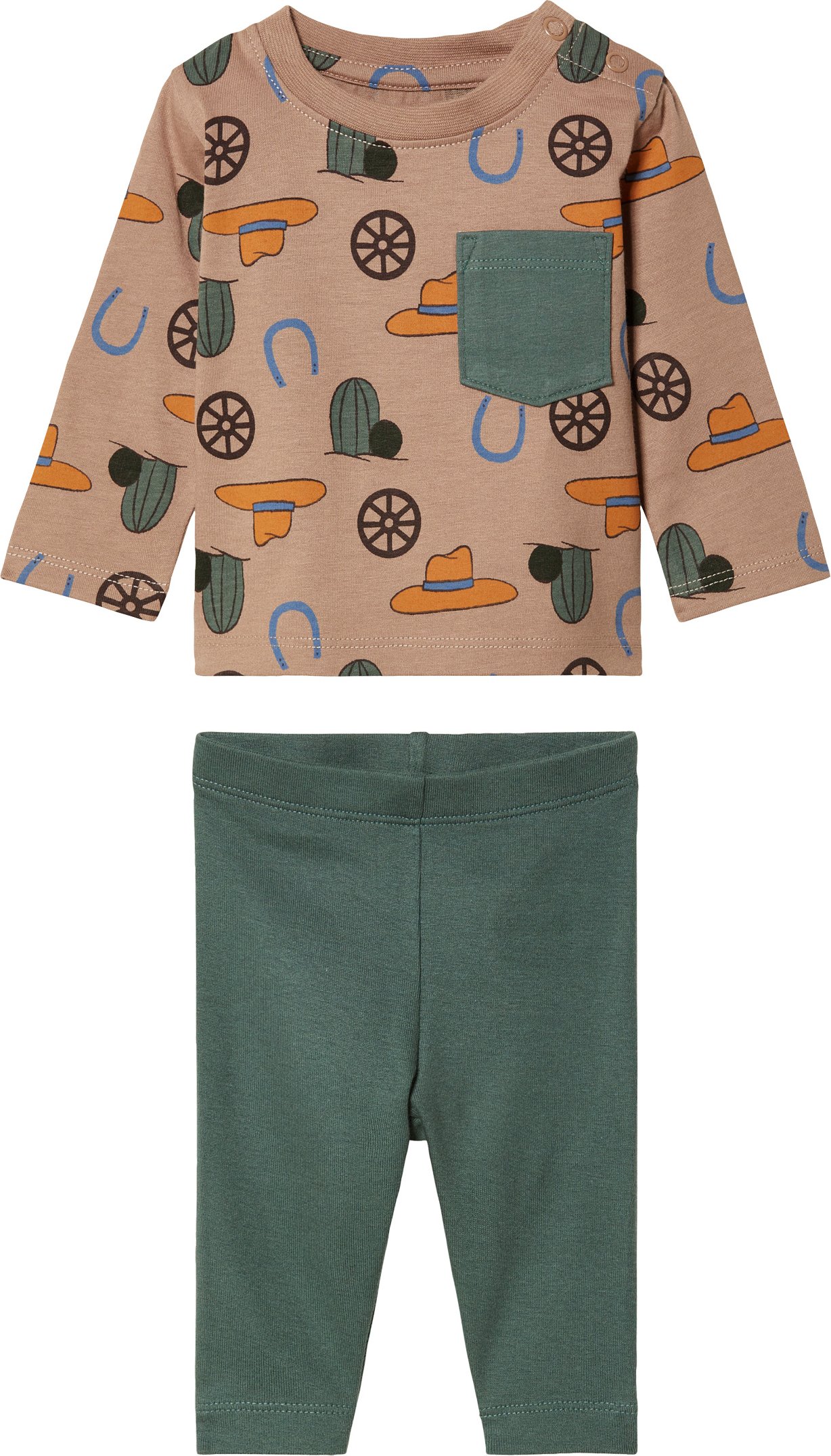 lupilu® Baby Set, 2-teilig, mit Bio-Baumwolle (50/56, beige/grün)