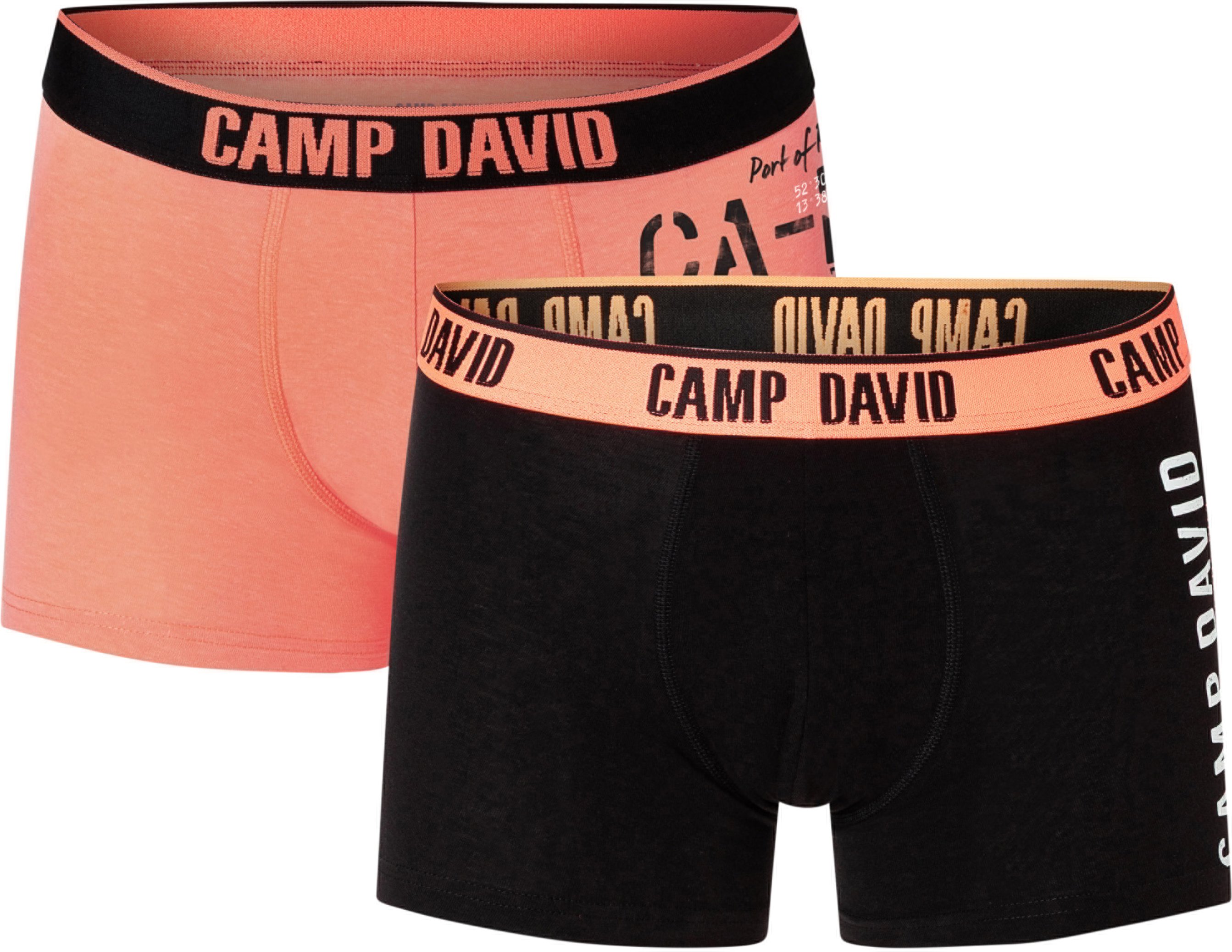 Camp David Herren Boxer, 2 Stück (orange/schwarz, XL)