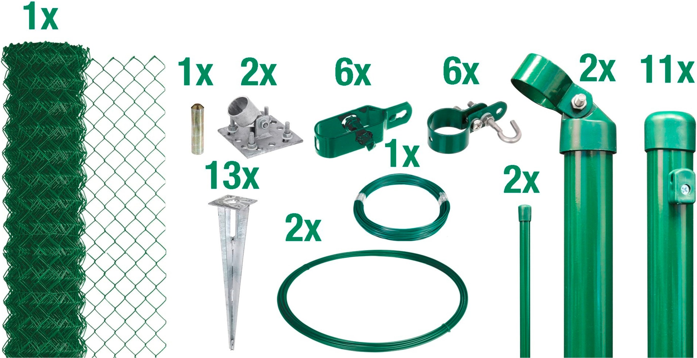 Thumbnail - ALBERTS Set Maschendrahtzaun mit Einschlagbodenhülse, grün (1250 mm)